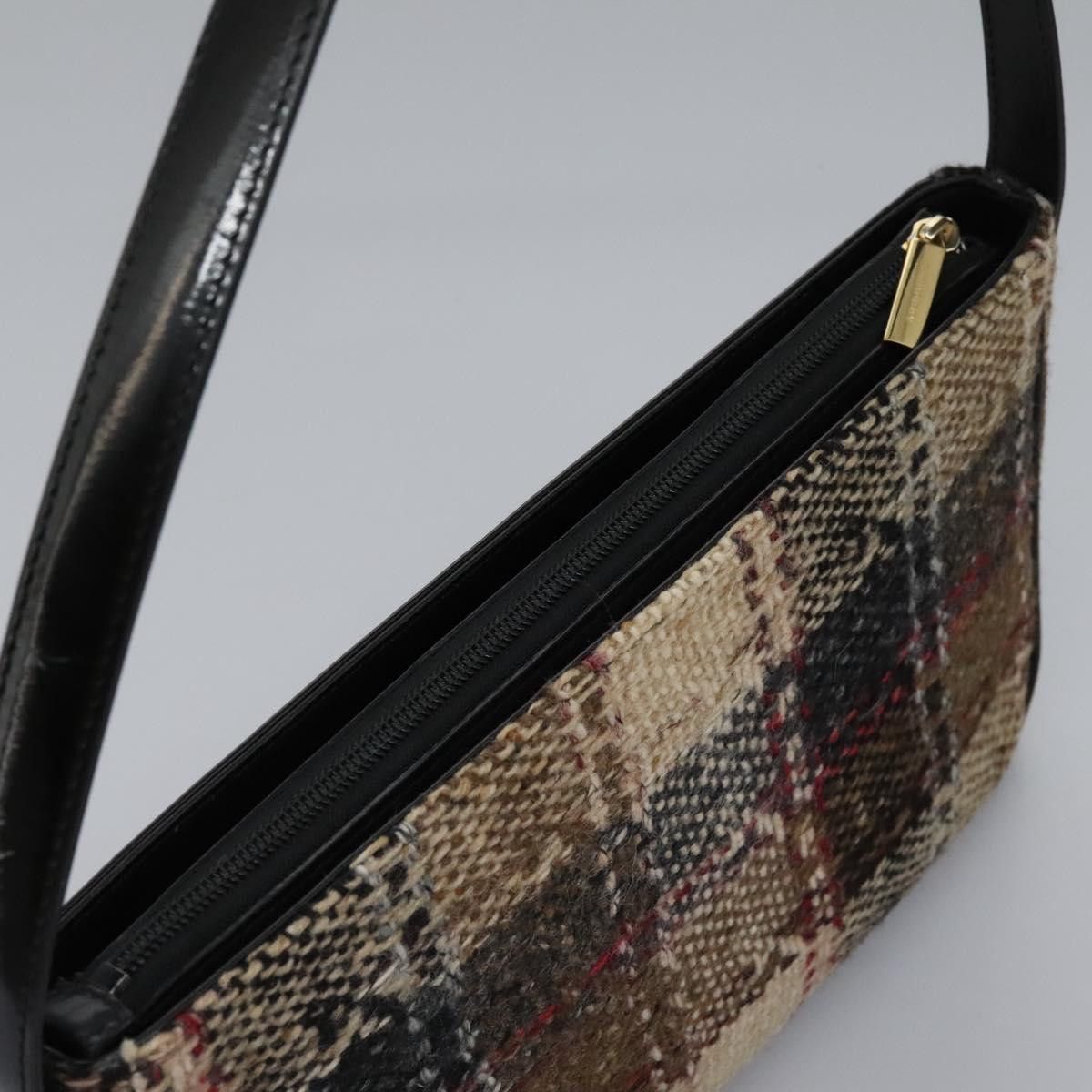 Burberry Burberry Nova Check Shoulder Bag Wool Suede Leather Beige Size ONE SIZE - 6 Thumbnail