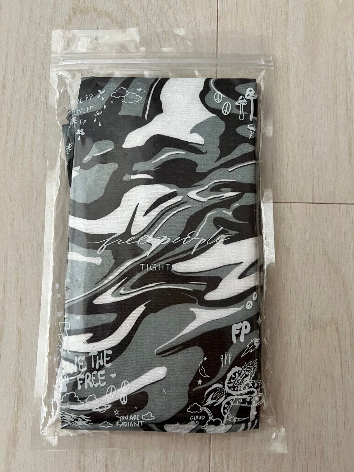 Free People Free People Time Warp Tights Black Grey White ( O/S ) Size ONE SIZE - 2 Thumbnail
