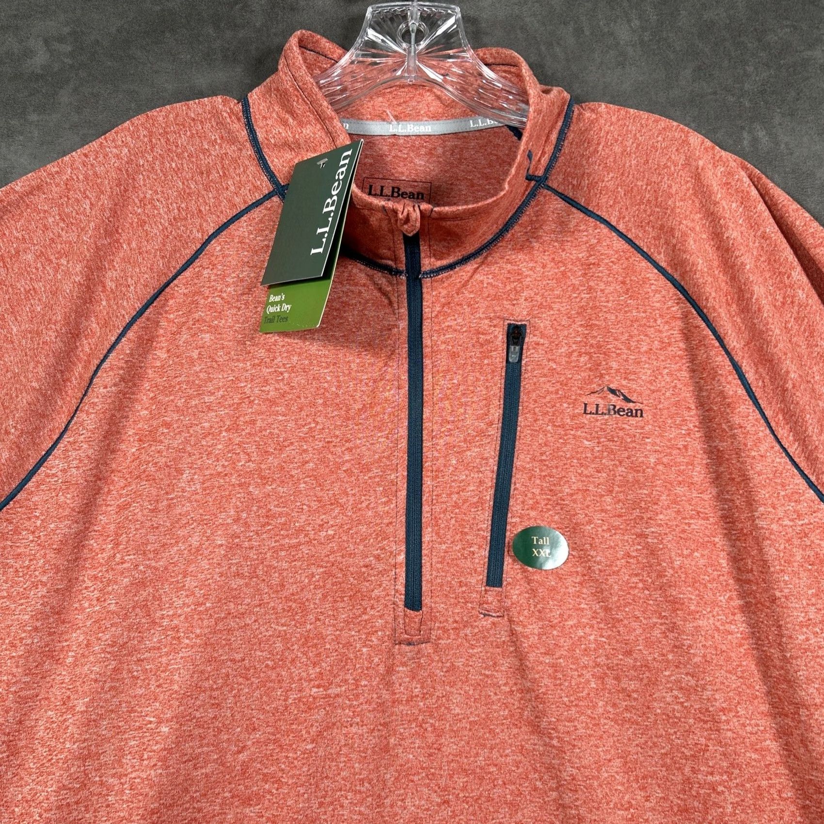Vintage L.L.Bean Quick-Dry Trail 1/4 Zip Pullover Men XXL Tall Mahogany Heather Orange NWT Size US XXL / EU 58 / 5 - 2 Thumbnail