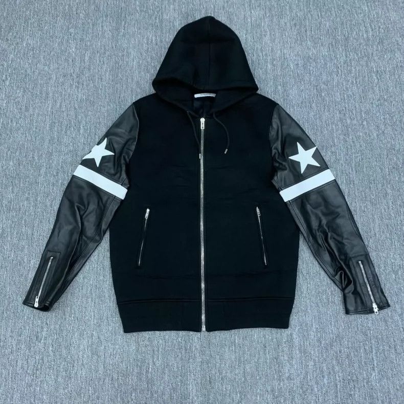 Givenchy Givenchy Size54 Black Five-Star Leather Patch Jacket Size 5 Size US M / EU 48-50 / 2 - 1 Thumbnail