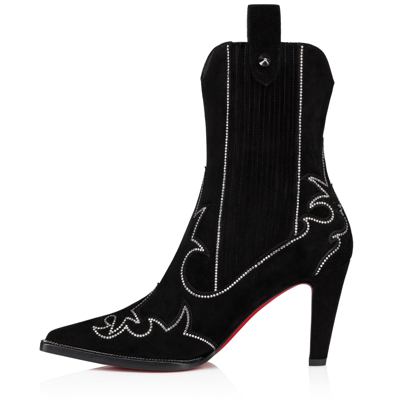 Christian Louboutin Santigag Strass 85 Black Suede Western Ankle Heel Boot 39 Size US 9 / IT 39 - 16 Thumbnail