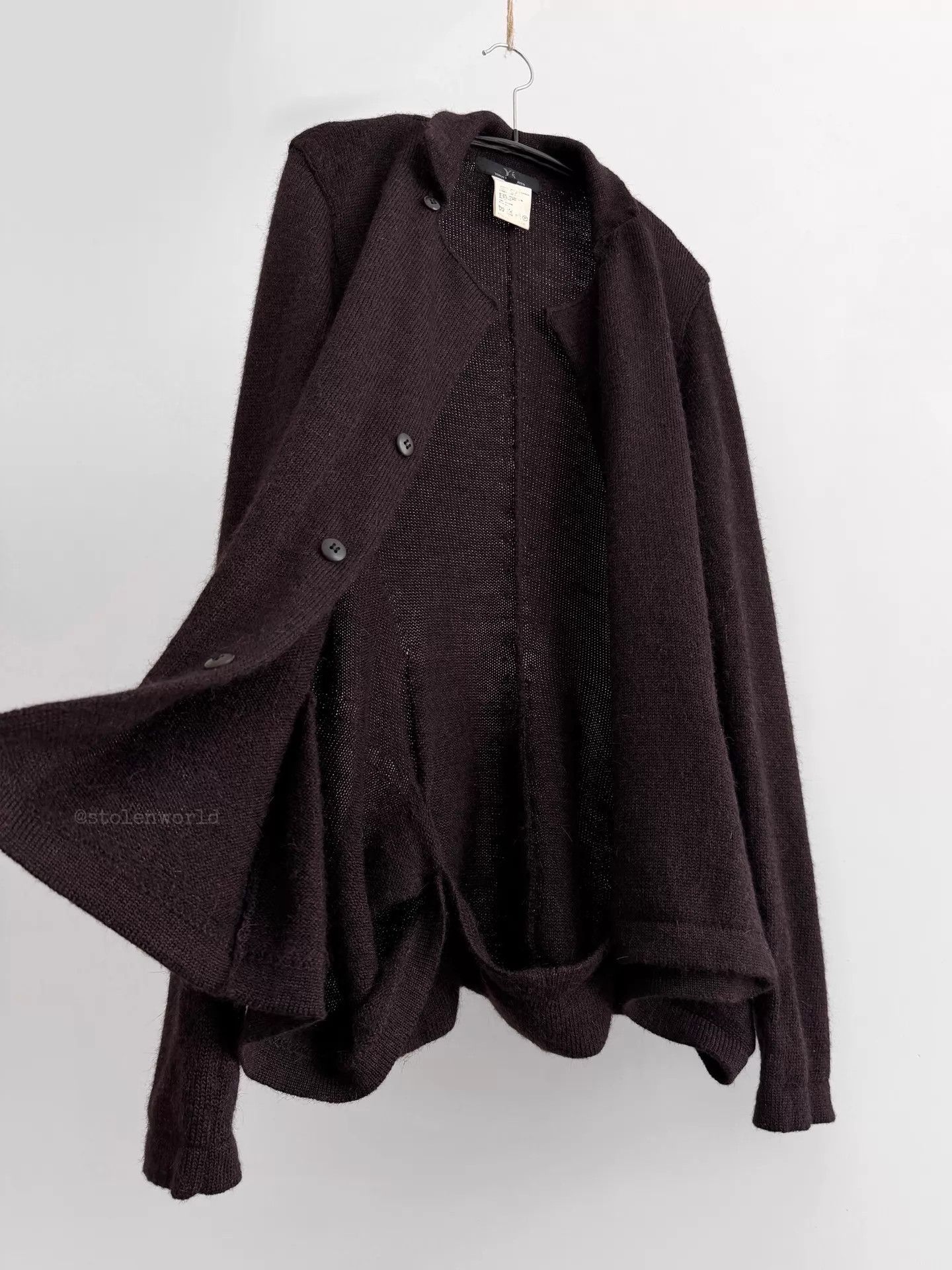 Y's Y's Transformed Wool Cardigan Deep Cocoa Purple-Red Tone Size L / US 10 / IT 46 - 6 Thumbnail