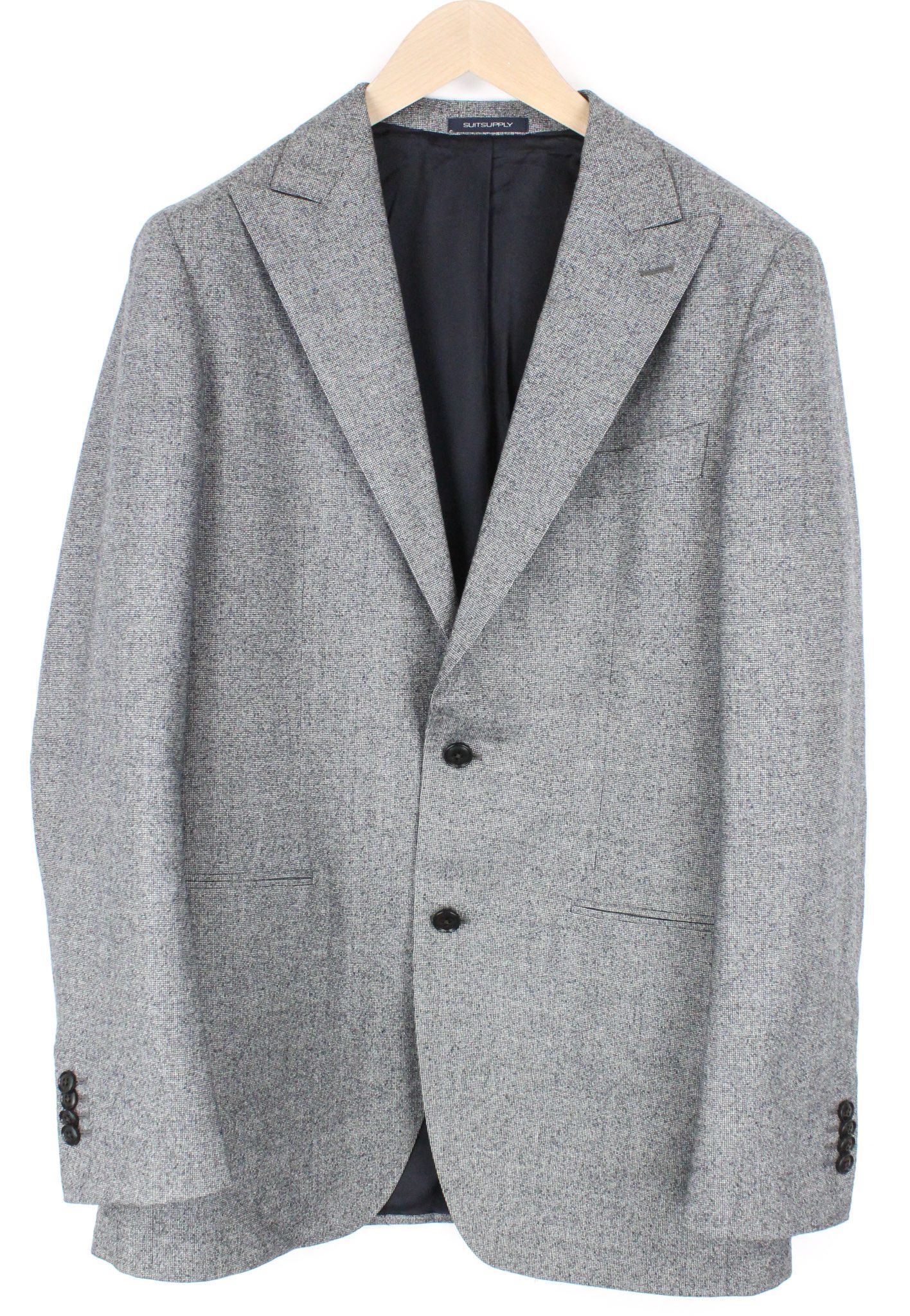 Suitsupply HAVANA PEAK UK40L Houndstooth Grey Wool S120 Suit 73387 Size 40L - 2 Thumbnail