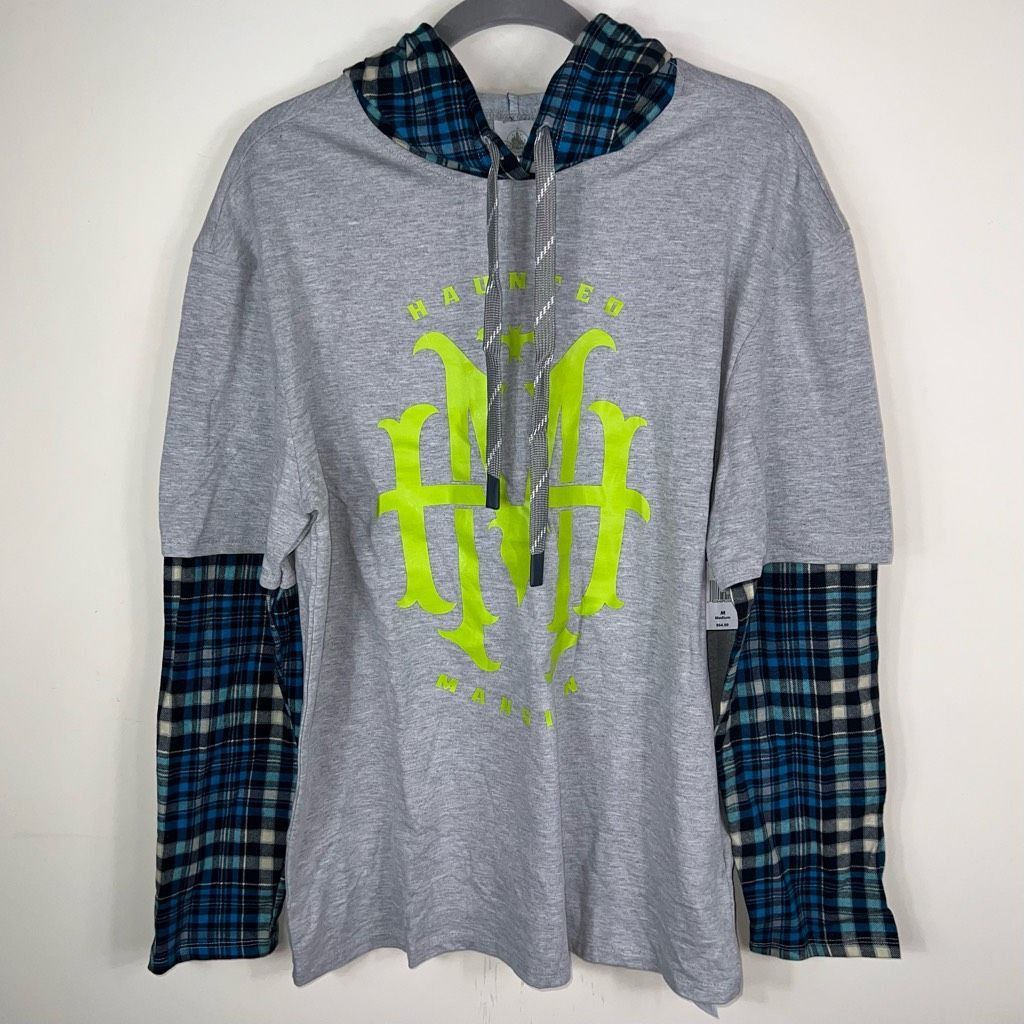 Disney Disney Parks Haunted Mansion Layered Look Flannel Plaid Sleeve Hoodie Top M Size US M / EU 48-50 / 2 - 1 Thumbnail