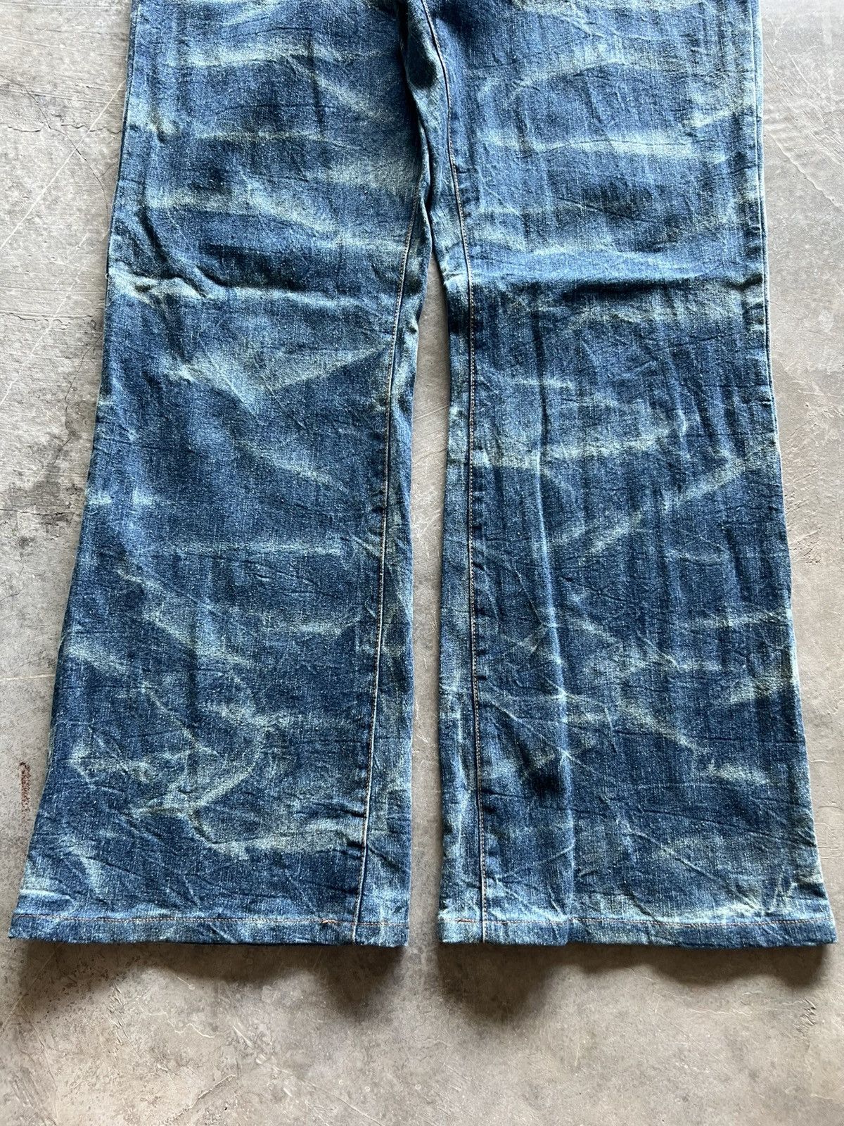 Hysteric Glamour flare japanese denim wavy tiger stripe style wash faded Size US 36 / EU 52 - 7 Thumbnail
