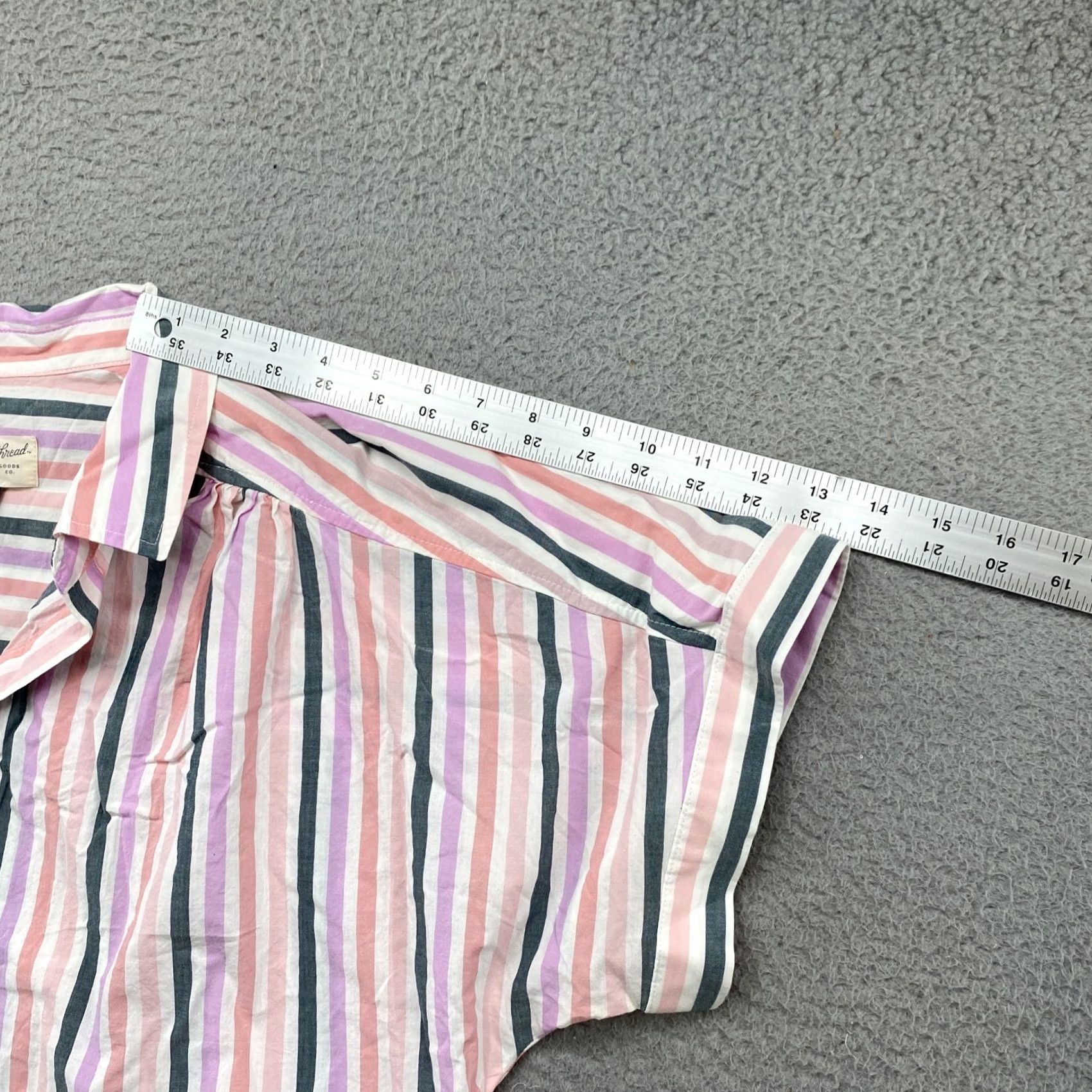 Vintage Universal Thread Womens Cropped Short Sleeve Collared Striped Shirt XL New Size XL / US 12-14 / IT 48-50 - 5 Thumbnail