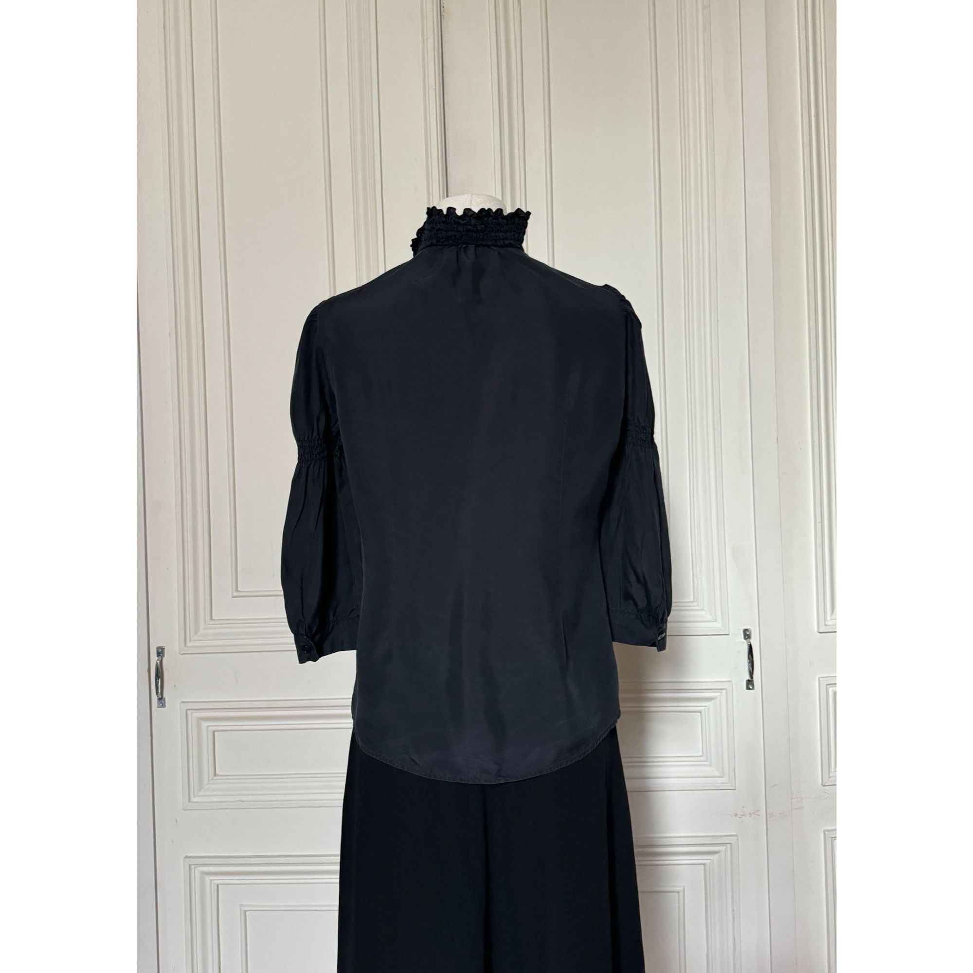 Miu Miu Black Silk Blouse Size M / US 6-8 / IT 42-44 - 3 Thumbnail