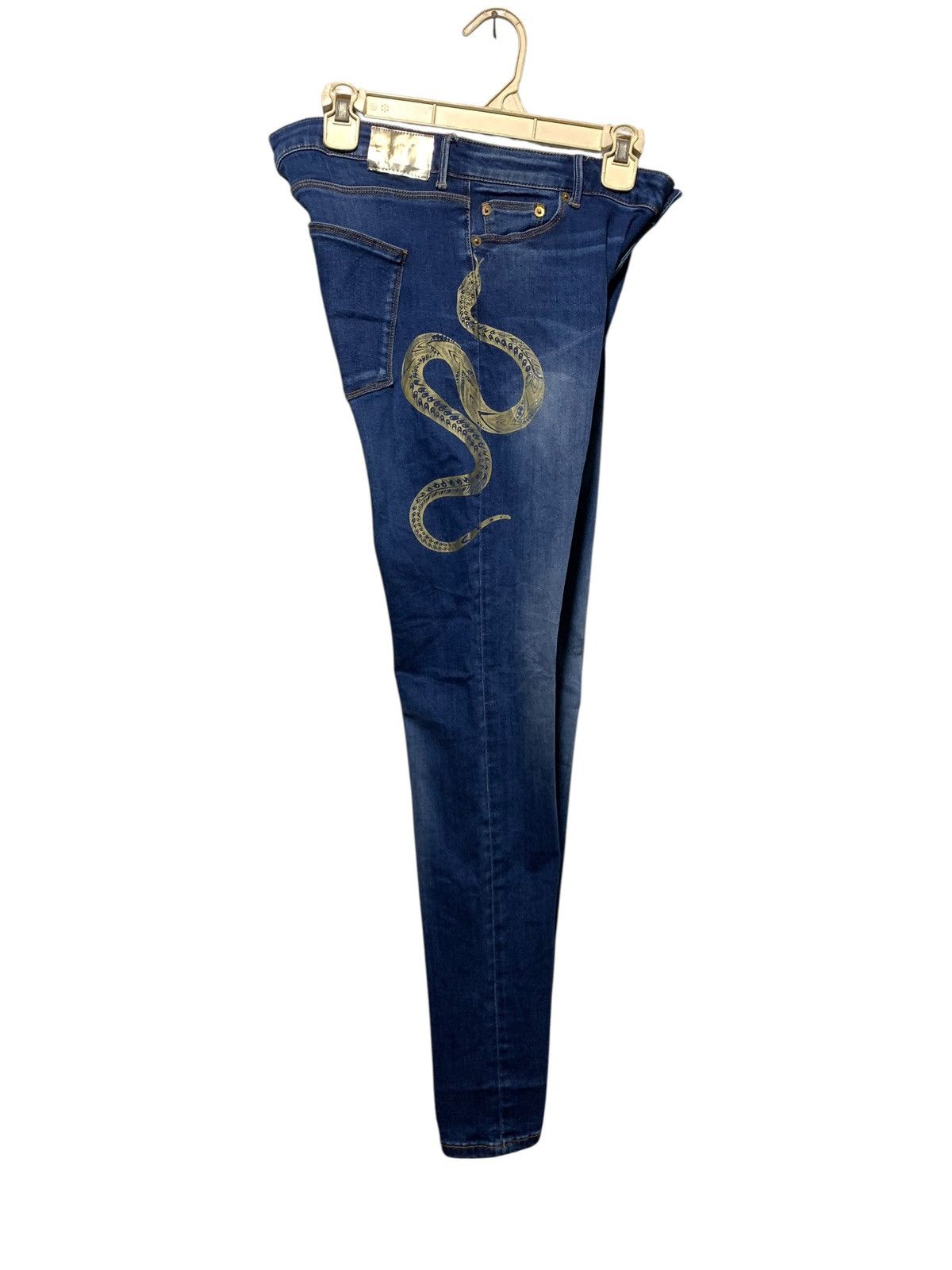 Roberto Cavalli Roberto Cavalli gold snake skinny denim jeans Size 30" / US 8 / IT 44 - 1 Thumbnail