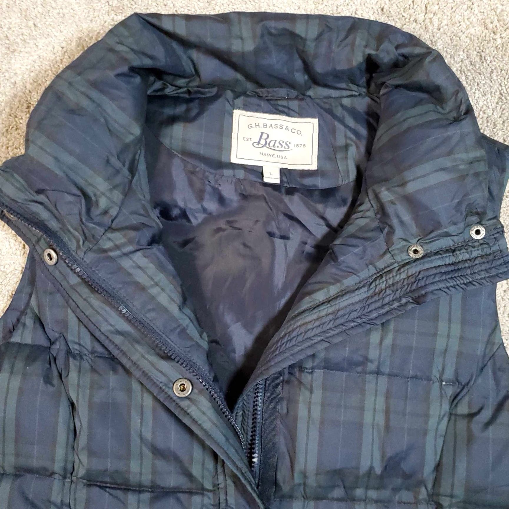 Vintage VINTAGE GH Bass & Co Vest Womens Large Blue Plaid Puffer Duck Down Hunting Size L / US 10 / IT 46 - 2 Thumbnail