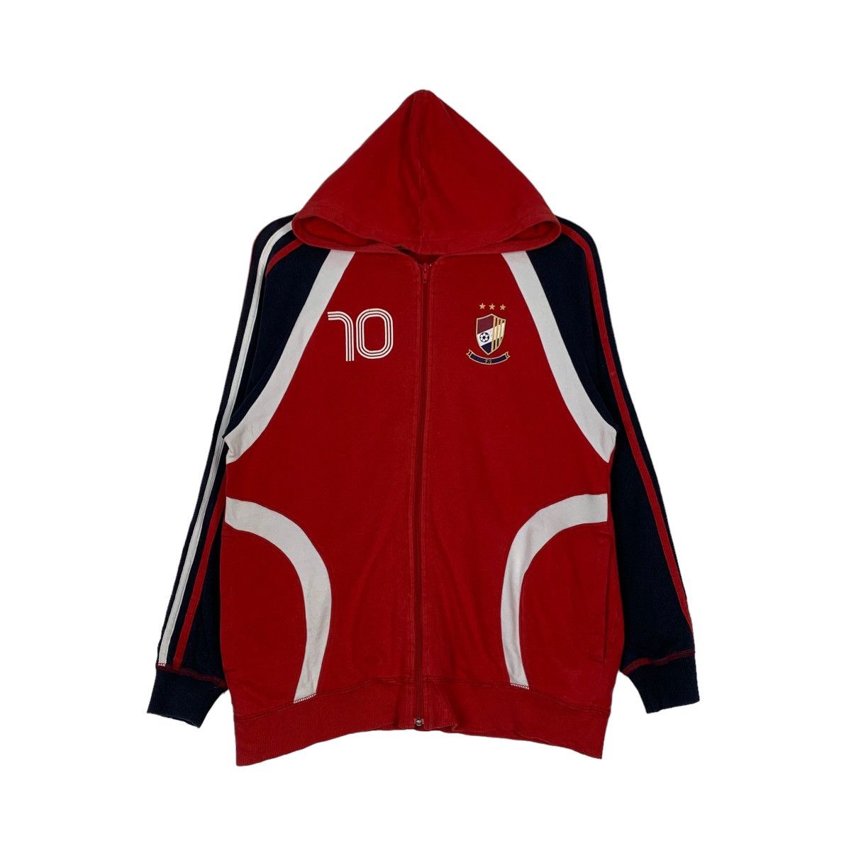 Adidas ADIDAS Big Logo Zipper Red Hoodies Training Wear #0826-C37 Size US M / EU 48-50 / 2 - 2 Thumbnail