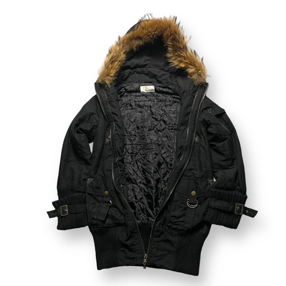 If Six Was Nine EMSEXCITE BONDAGE PUNK GOTHIC 5 POCKETS FUR HOODIE JACKET Size US M / EU 48-50 / 2 - 2 Thumbnail