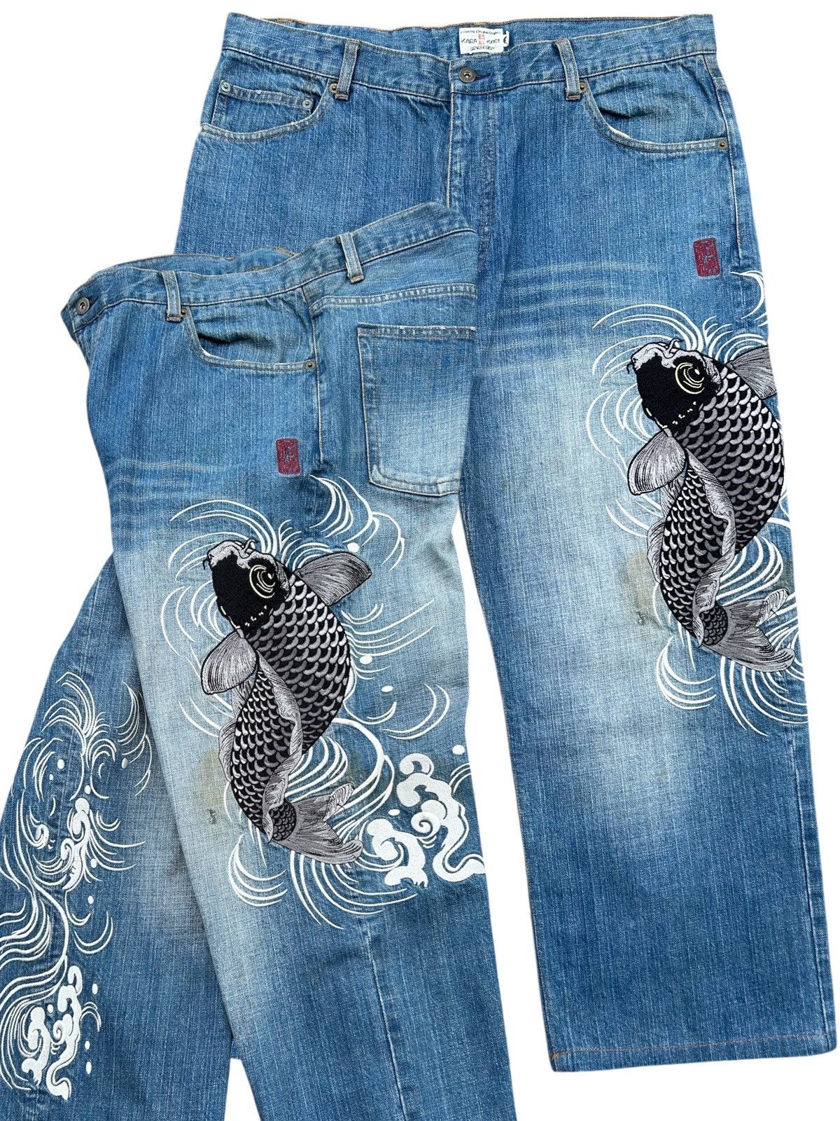 Kapital KARAKURI Japanese Brand Rare Big Koi Denim Jeans Size US 38 / EU 54 - 1 Thumbnail