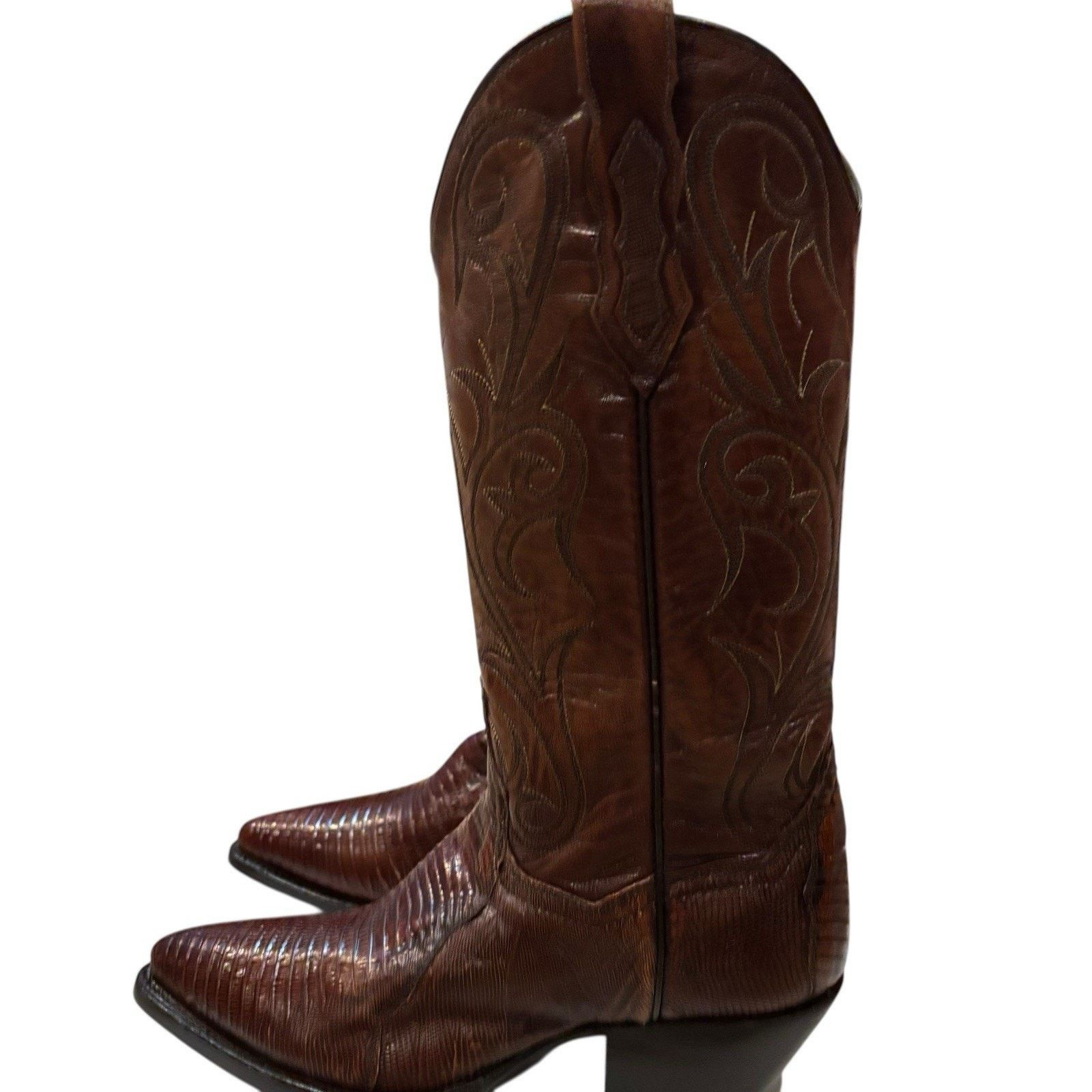 Dan Post Vtg Dan Post Teju Lizard Cowboy Boots Brown 6 W | W 7. 5-8 Size US 6 / EU 39 - 4 Thumbnail