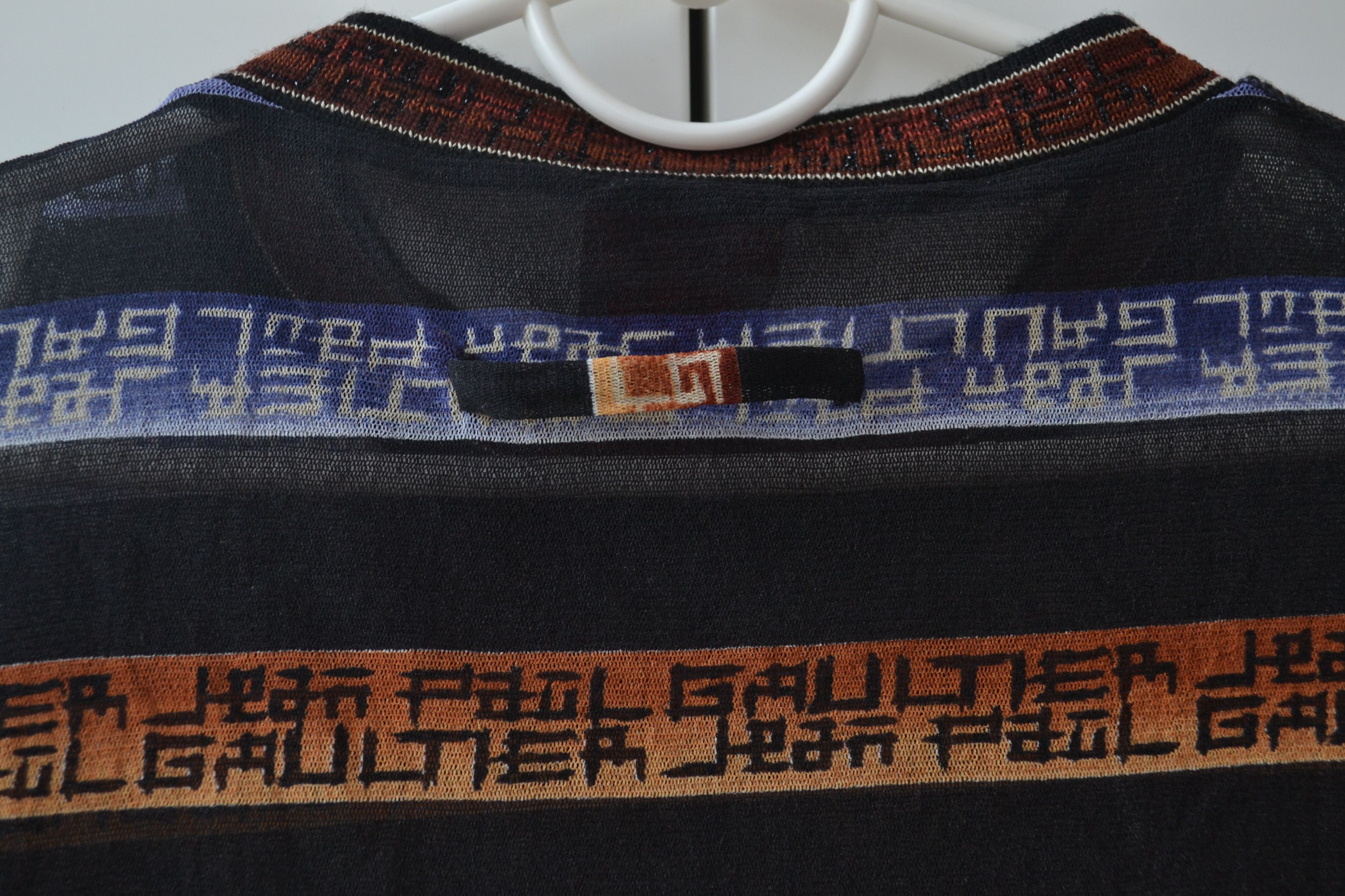 Jean Paul Gaultier × Vintage 🌱 Jean Paul Gaultier Long Sleeve Mesh Top Pixel Print 90s Size L / US 10 / IT 46 - 8 Thumbnail