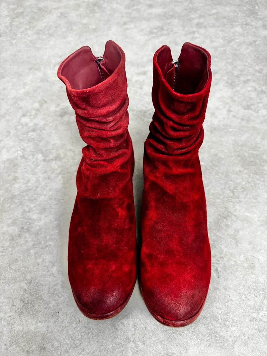 The Last Conspiracy The Last Conspiracy Red Eroded Folded Suede Boots Size US 8 / EU 41 - 4 Thumbnail