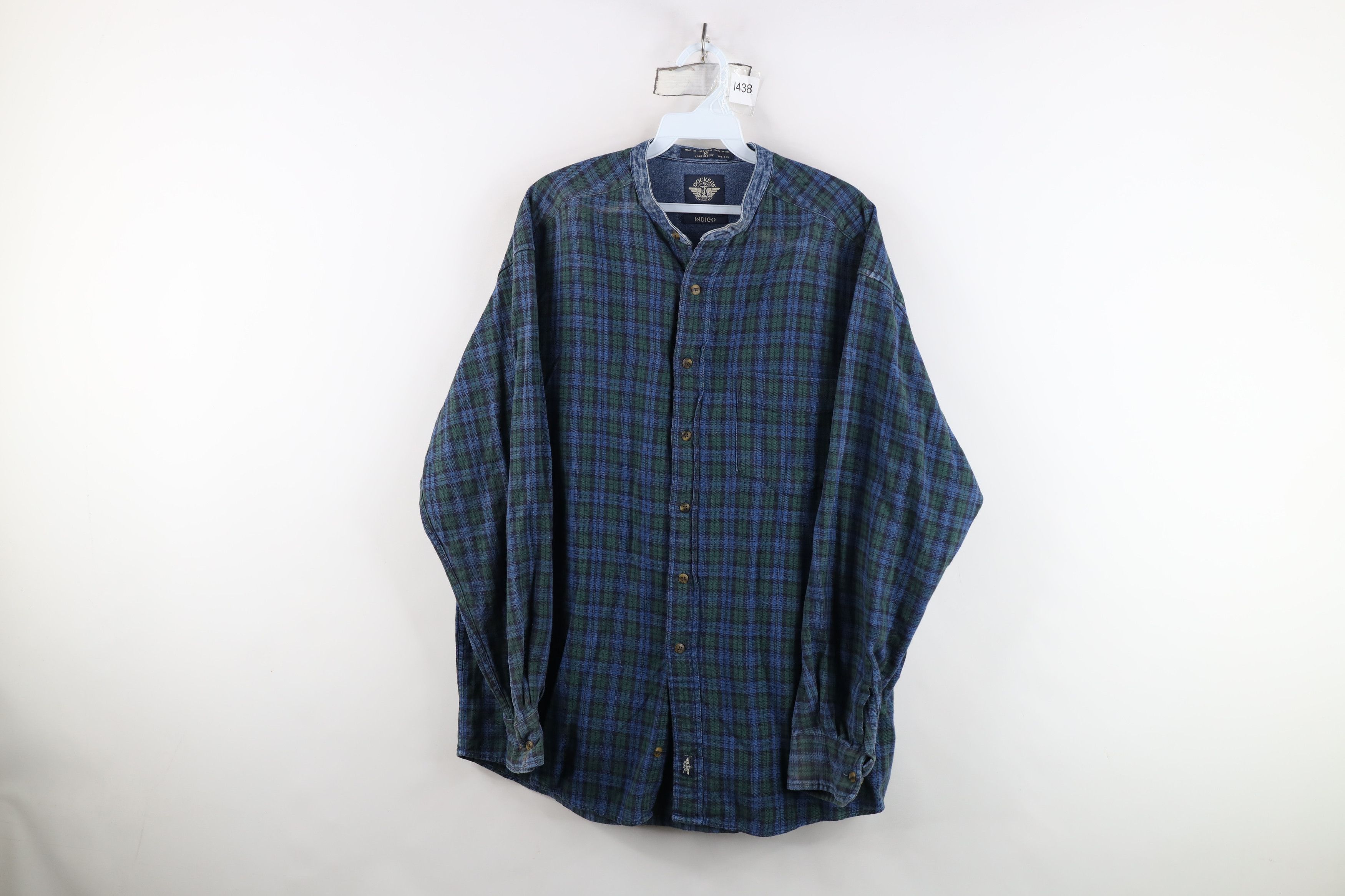 Vintage Vintage 90s Streetwear Denim Band Collar Button Shirt Size US M / EU 48-50 / 2 - 1 Thumbnail