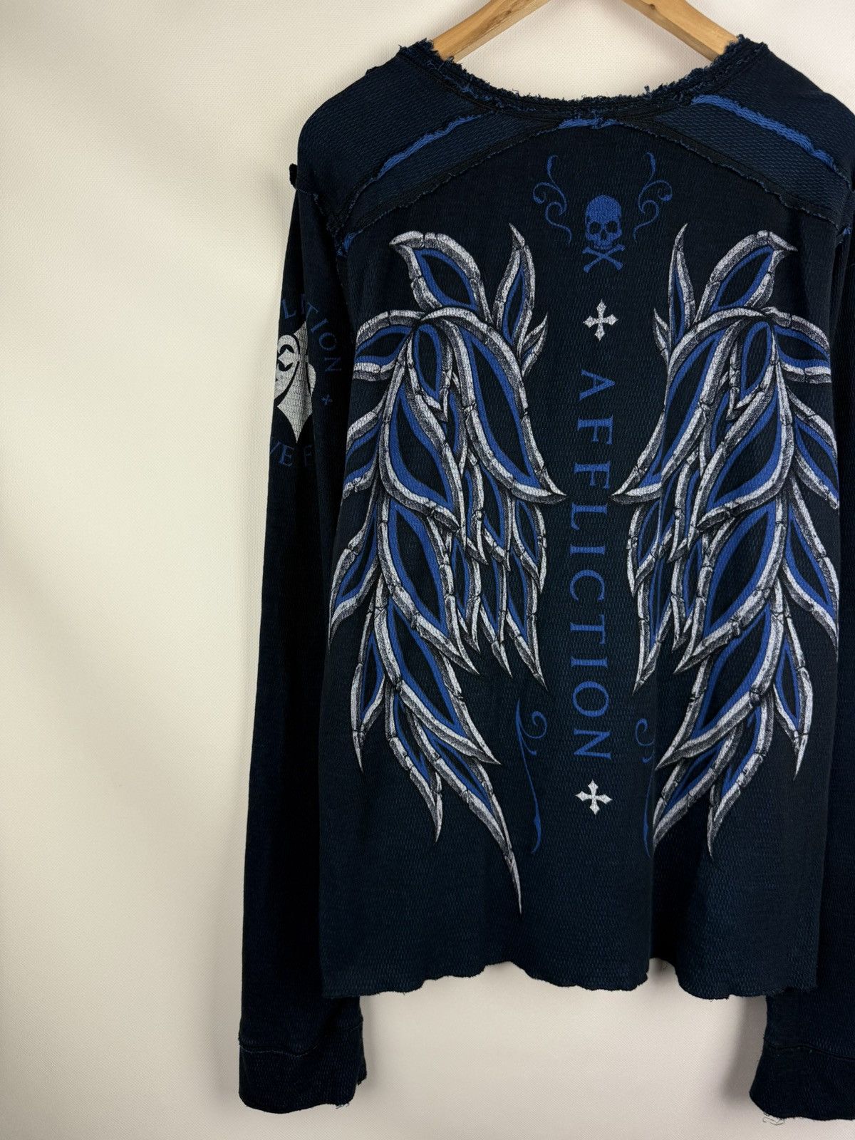 Affliction Affliction Y2K Overprinted Reversible Sweater L/S Pullover Size US XL / EU 56 / 4 - 12 Thumbnail