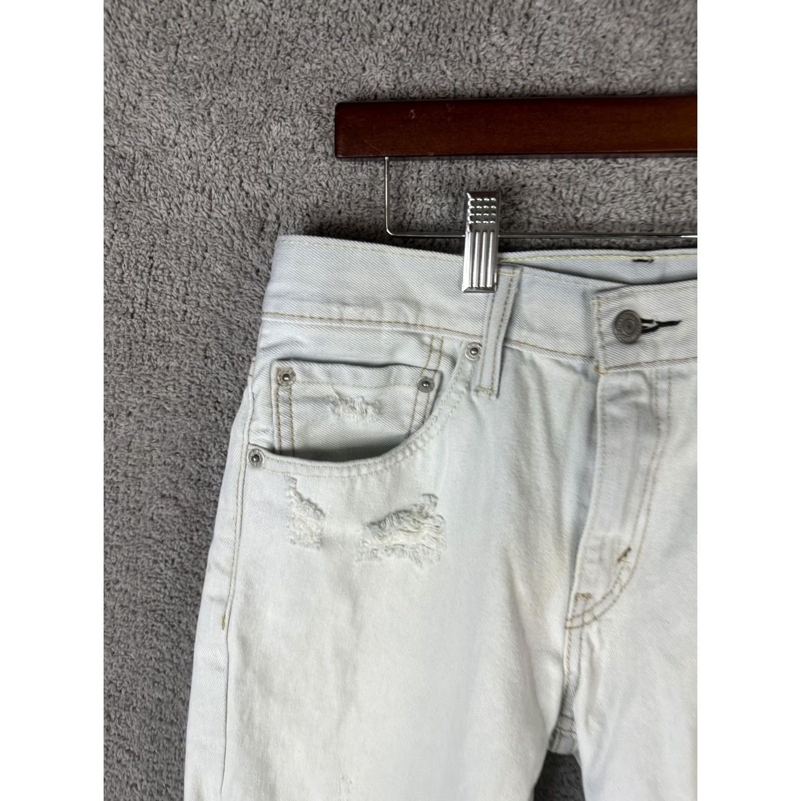 Levi's Levi's 511 Jeans Mens 31x32 White Slim Distressed Ripped Tapered Stretch Denim Wool? Size US 31 - 2 Thumbnail