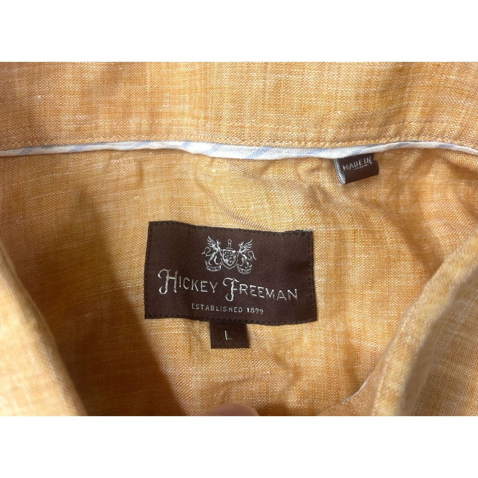 Vintage VINTAGE Hickey Freeman Orange Linen Button-Up Shirt Long Sleeve Men's L Casual Size US L / EU 52-54 / 3 - 3 Thumbnail