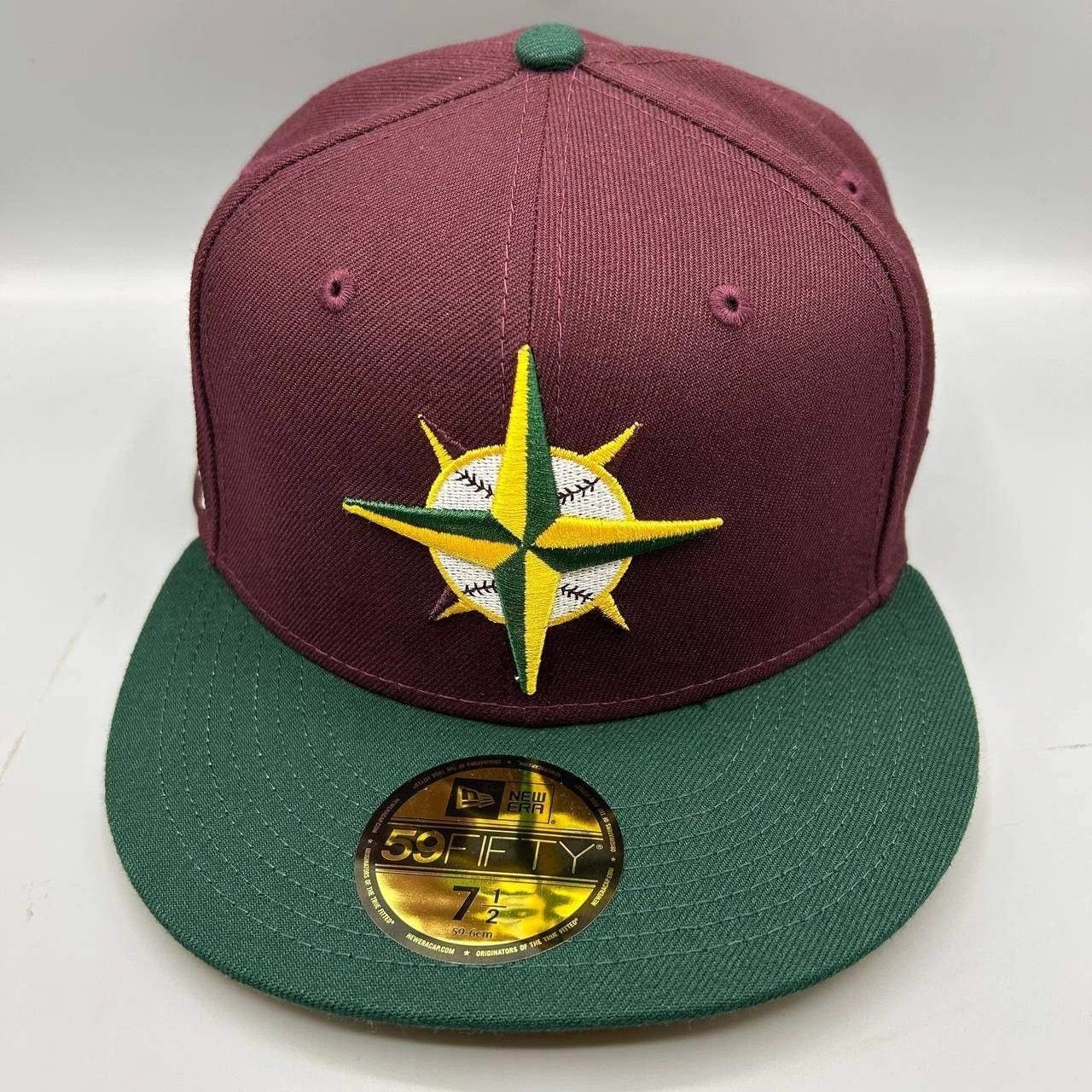New Era Seattle Mariners Hat Men 7 1/2 Red Green MLB Fitted Cap New Size ONE SIZE - 1 Thumbnail