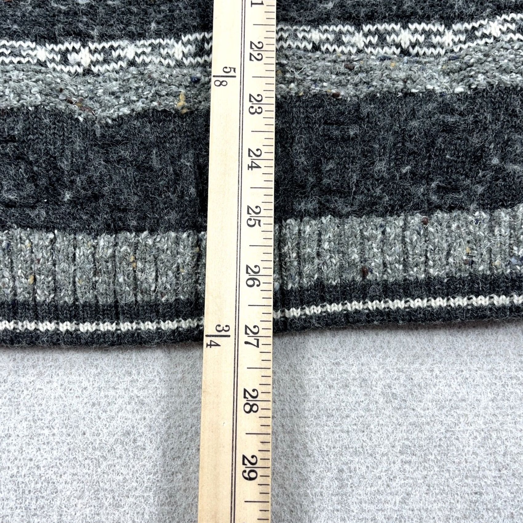 Vintage VINTAGE Gray Geometric Striped Crewneck Wool Blend Grandpa Sweater Large Men Size US L / EU 52-54 / 3 - 5 Thumbnail