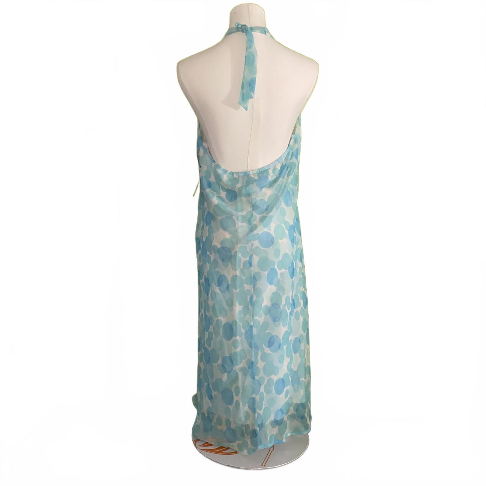 Designer Vintage Y2K Blue Polka Dot Halter Maxi Dress Size 12 NWT Size XL / US 12-14 / IT 48-50 - 3 Thumbnail