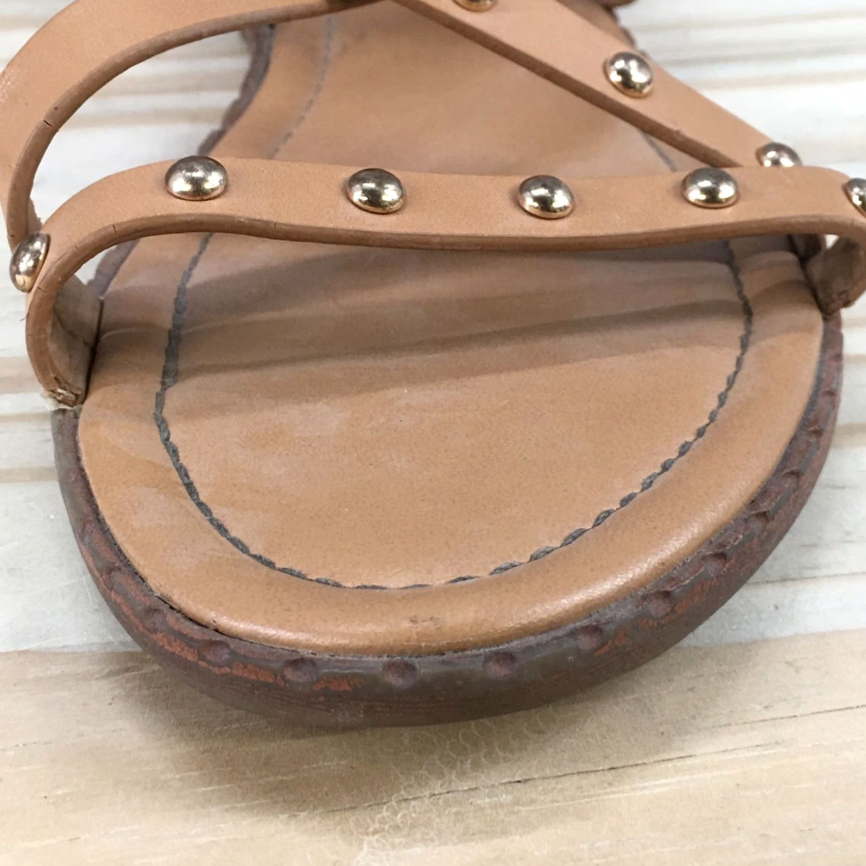 Vintage Maurices Sandals Womens 8 Harley Gladiator Brown Faux Leather Studded Flats Size US 8 / IT 38 - 4 Thumbnail