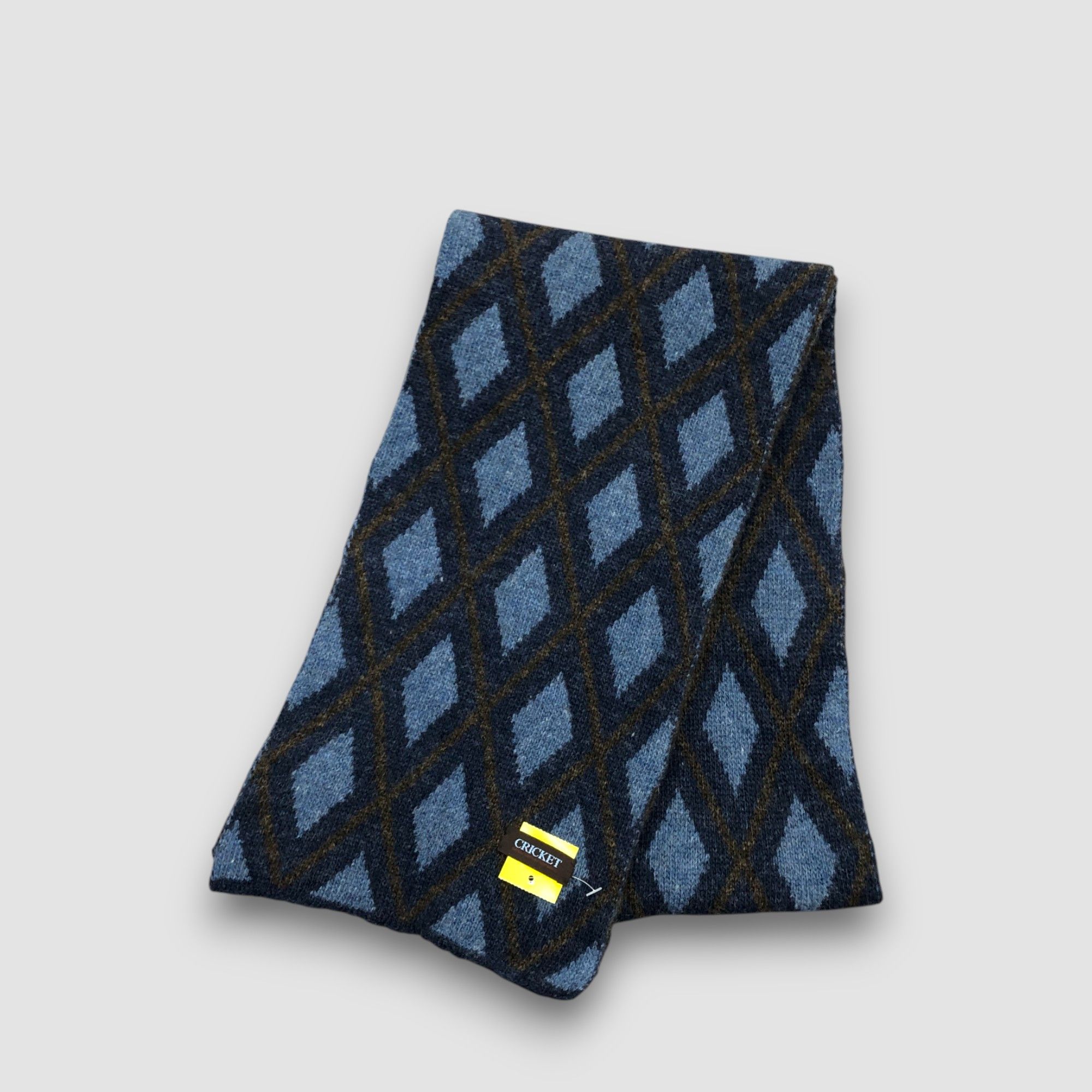 Japanese Brand Vintage Cricket Scarf Muffler Argyle Wool Knit Neck Scarves Size ONE SIZE - 3 Thumbnail