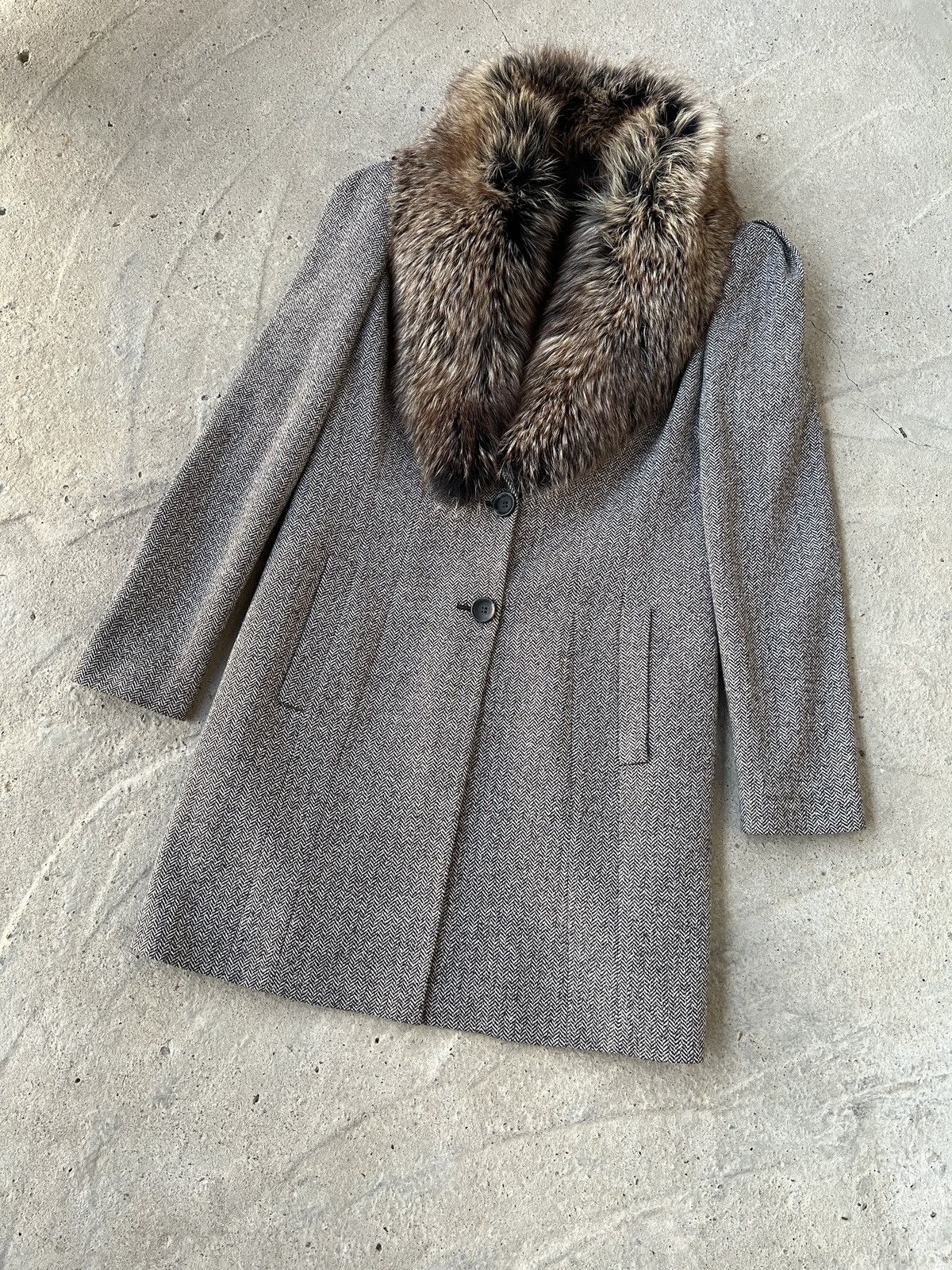Vacheron Constantin Vacheron Constantin Natural Fur Wool Coat Size L / US 10 / IT 46 - 1 Thumbnail