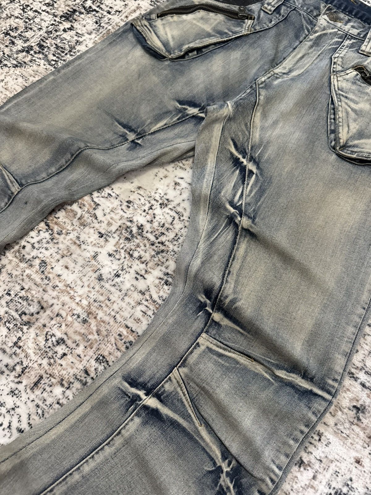 If Six Was Nine 2000s PPFM Japan Panneled Curved Leg Stacked Jeans Size US 33 - 4 Thumbnail