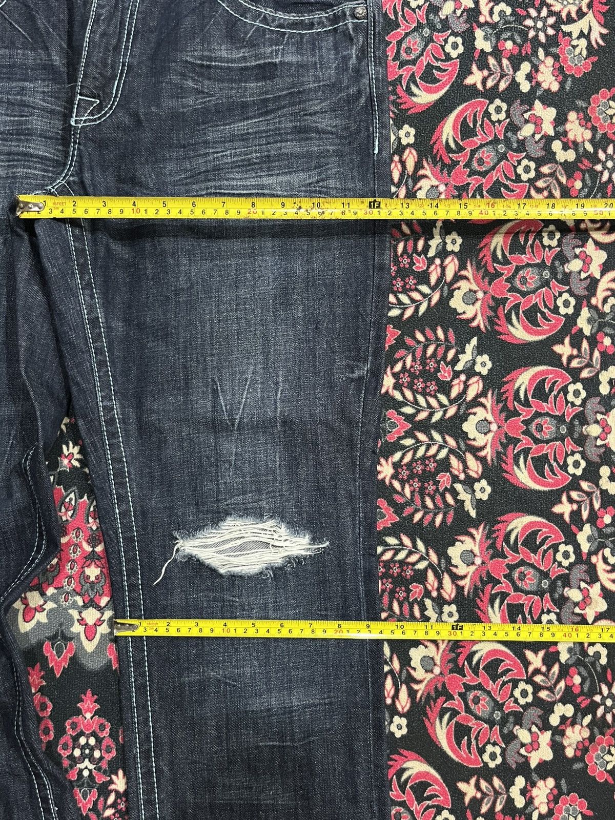 No Faith Studios Vintage Decree Dark Washed Distressed Slim Straight Jeans Size US 36 / EU 52 - 13 Thumbnail