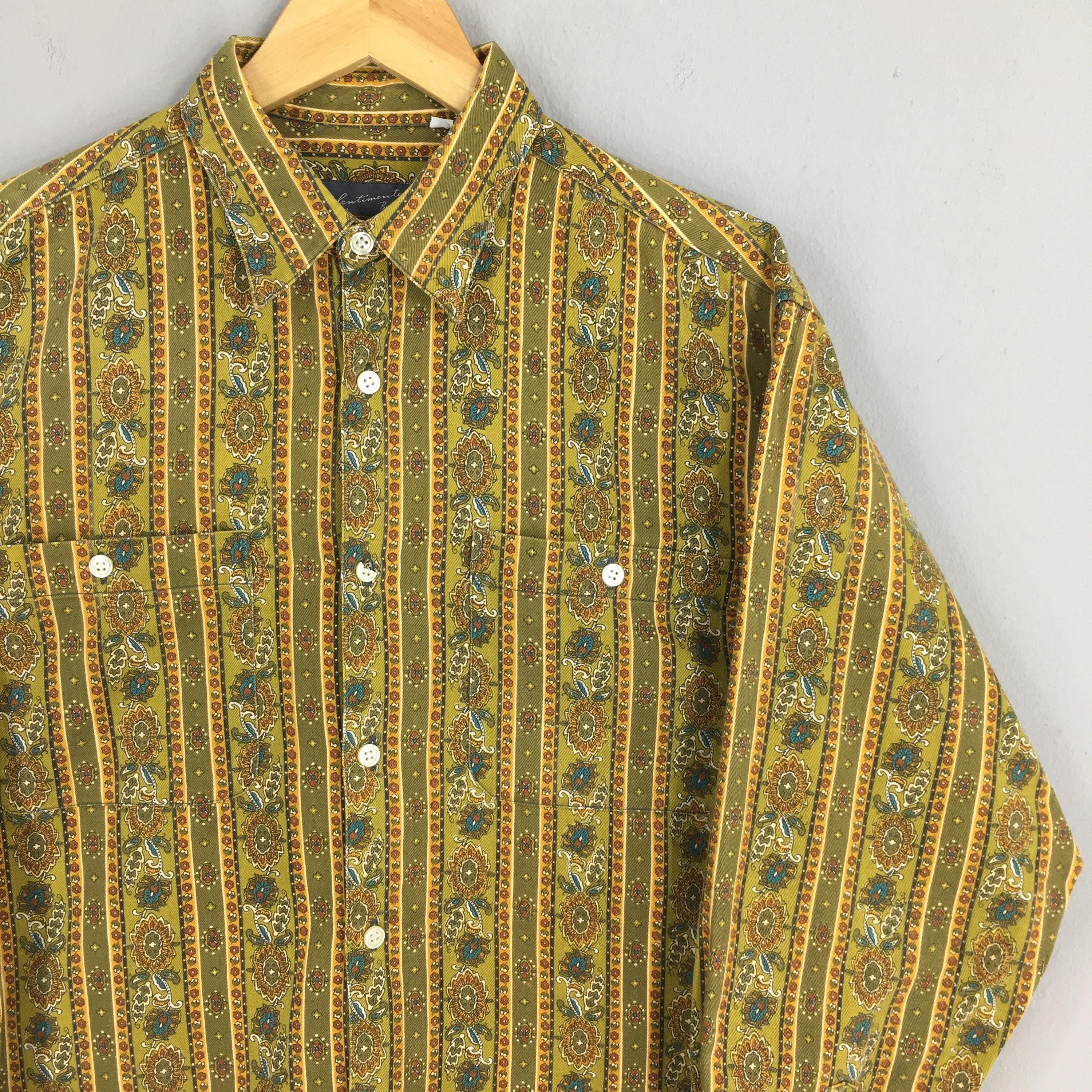 Flannel × Vintage Vintage Abstract Green Floral Casual Flannel Shirt Large Size US L / EU 52-54 / 3 - 2 Thumbnail