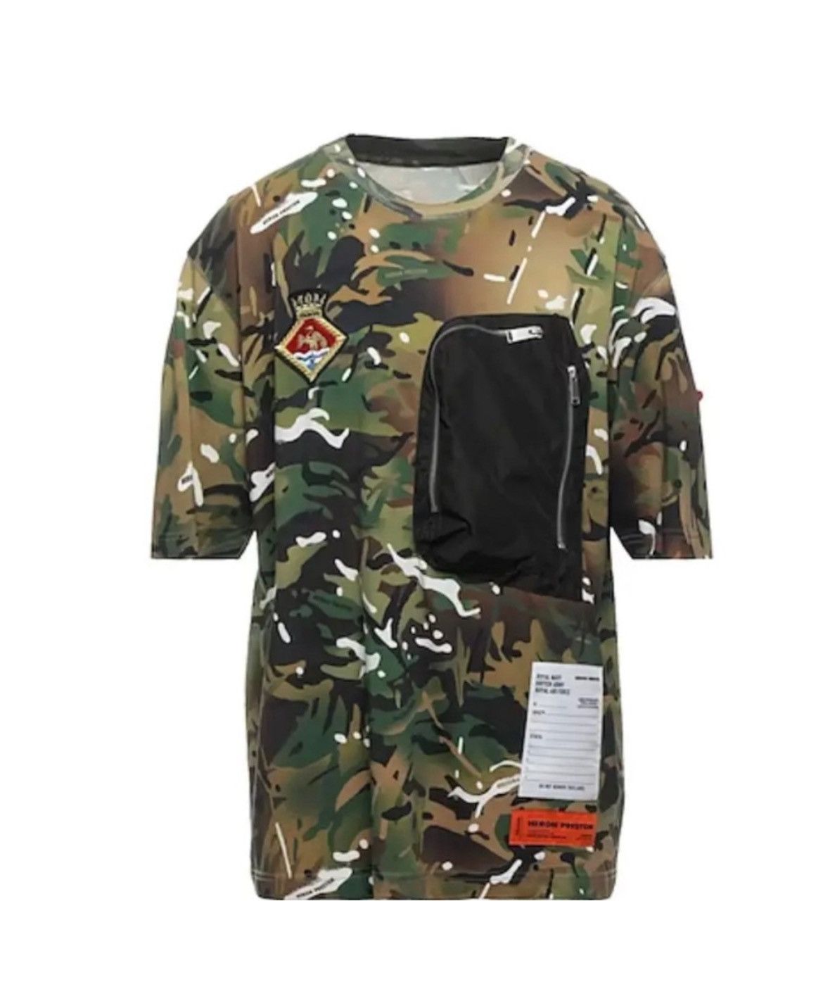 image of Heron Preston Chest Pocket Camouflage Military Tee in Green, Men's (Size Small)