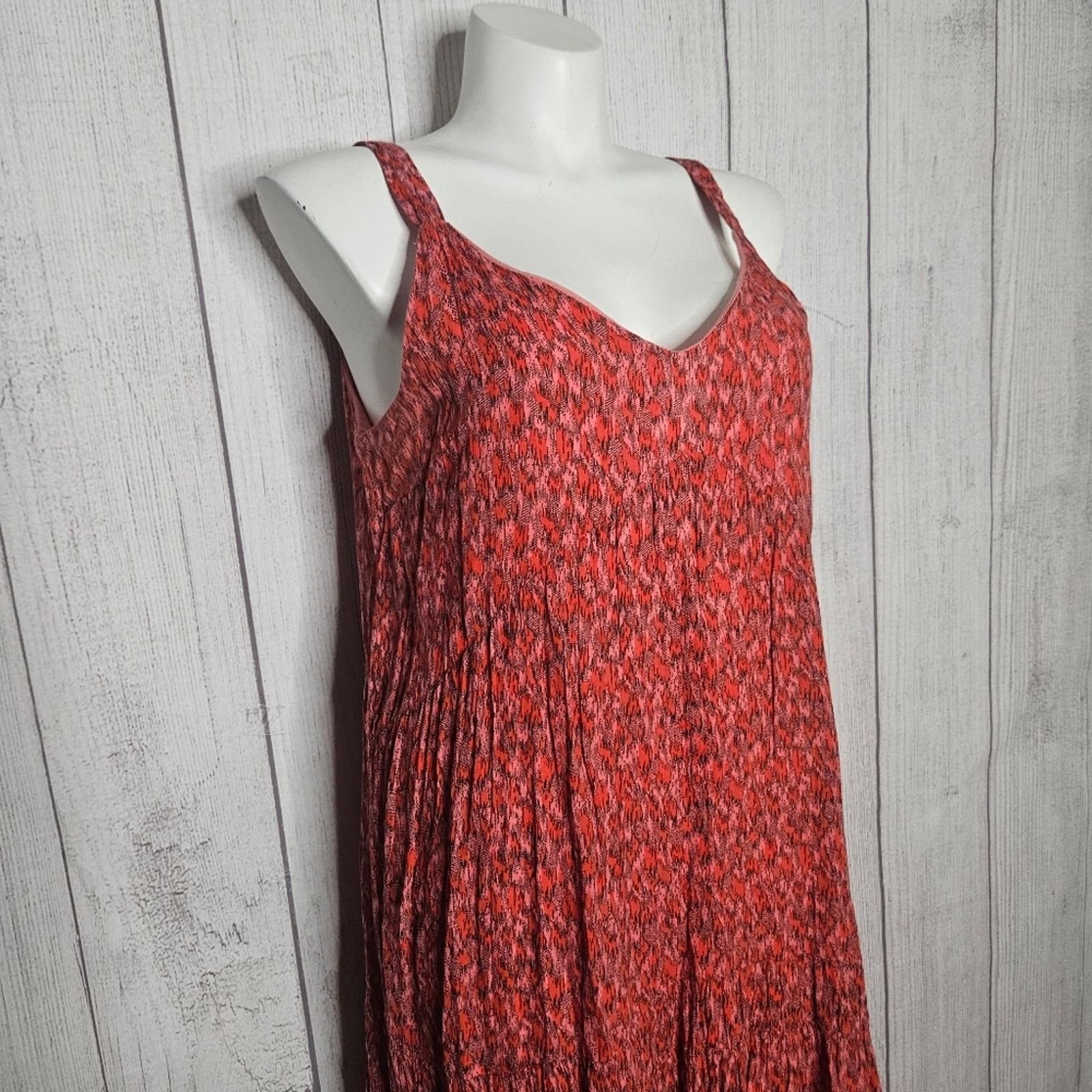 Joie Joie Tiered Maxi Cotton Orange & Pink Leopard Tea Rose Dress Size L / US 10 / IT 46 - 2 Thumbnail