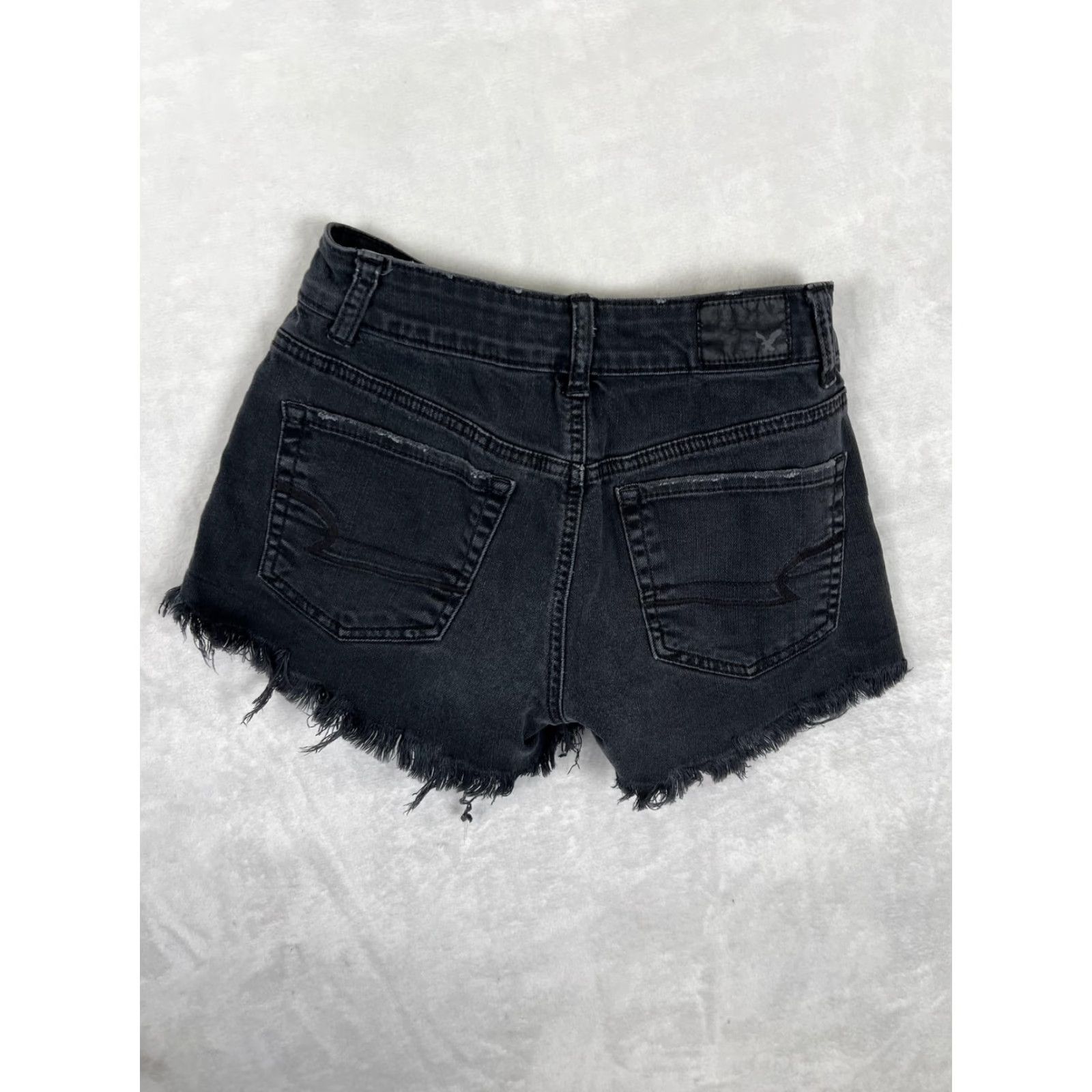American Eagle Outfitters VINTAGE American Eagle Shorts Womens 0 Black Hi-Rise Festival Denim Cutoff Fringe Size 25" / US 0 / IT 36 - 7 Thumbnail