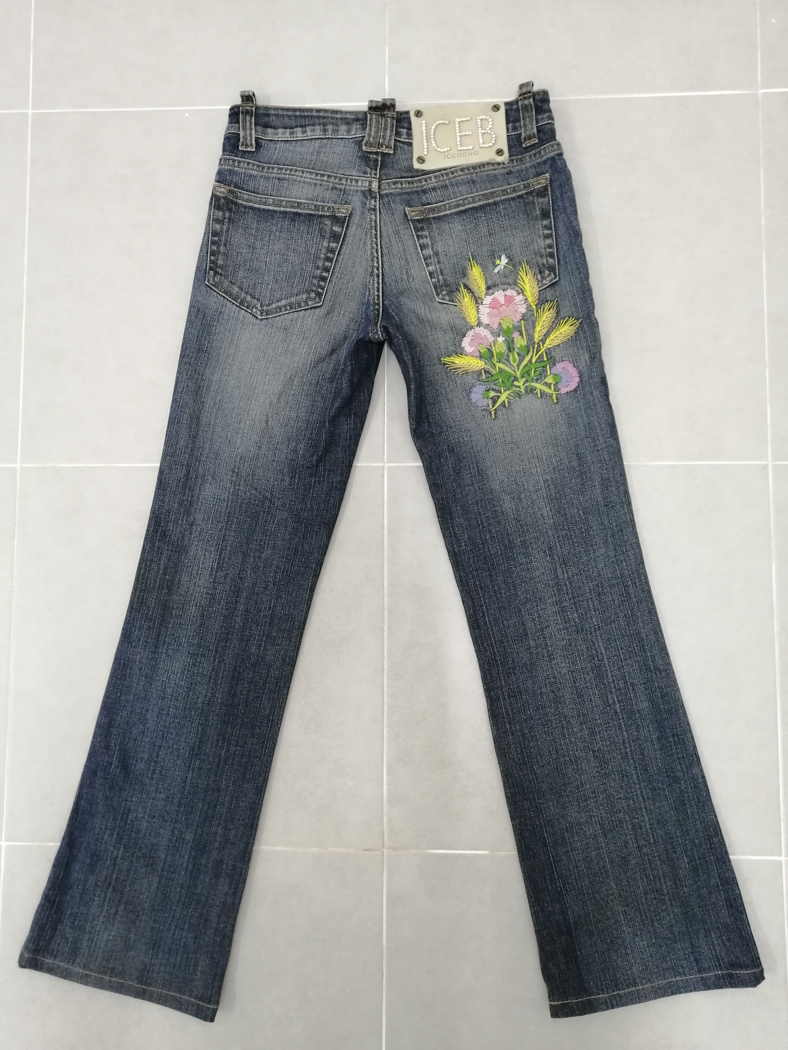 Iceberg Rare Vtg ICEBERG with diamond patch & flower embroidered Size US 28 / EU 44 - 1 Thumbnail