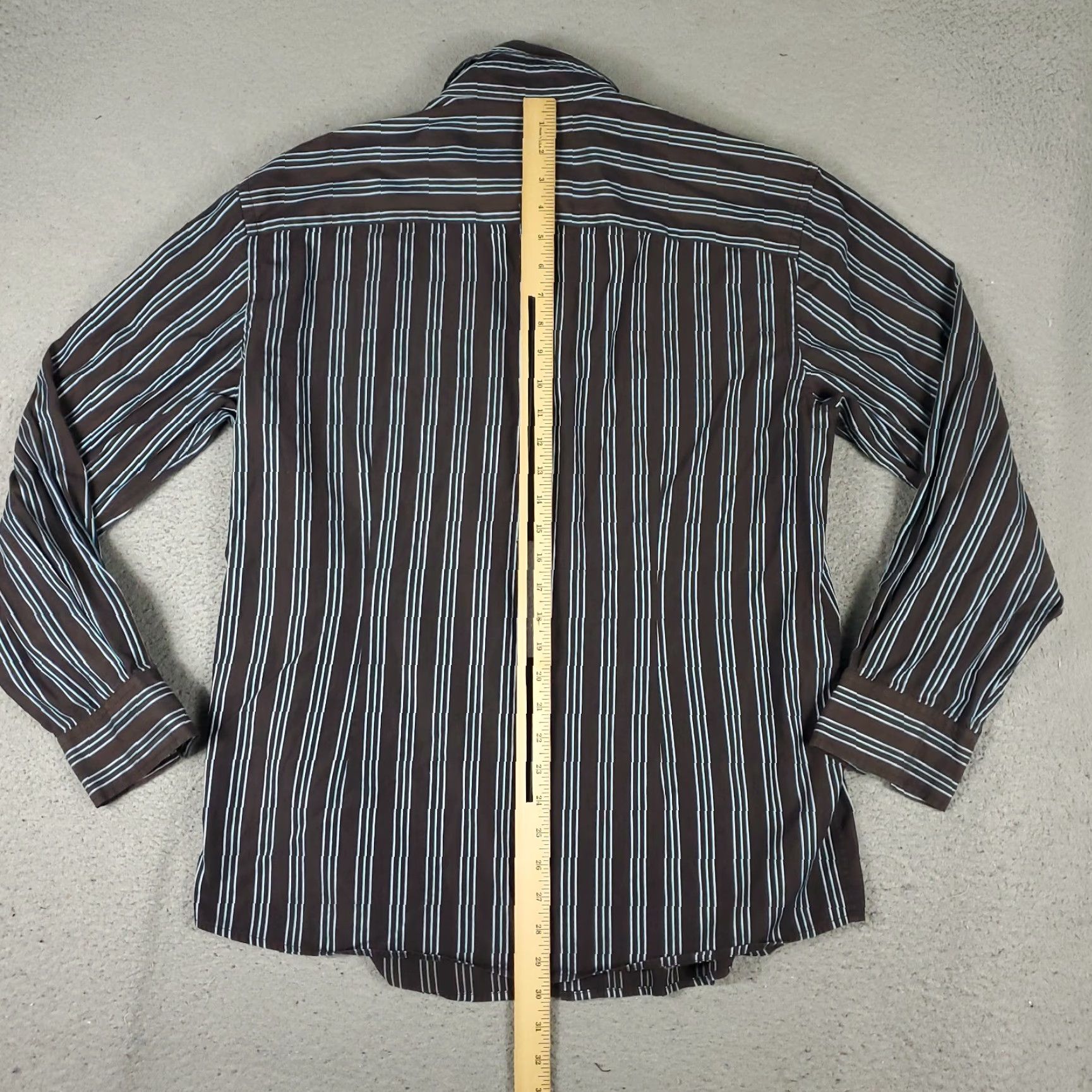 Faconnable Façonnable Shirt Mens L Brown Blue Striped Button-Up Long Sleeve Casual Business Size US L / EU 52-54 / 3 - 4 Thumbnail