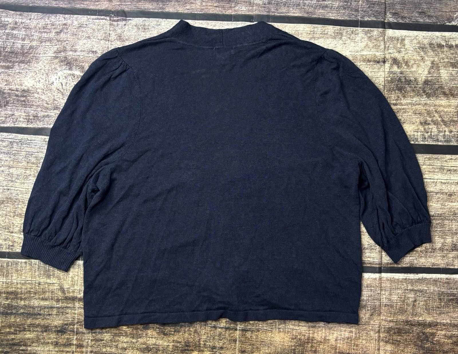 Other J Jill Cardigan Sweater Womens Large Linen Blend Open Navy Size L / US 10 / IT 46 - 3 Thumbnail