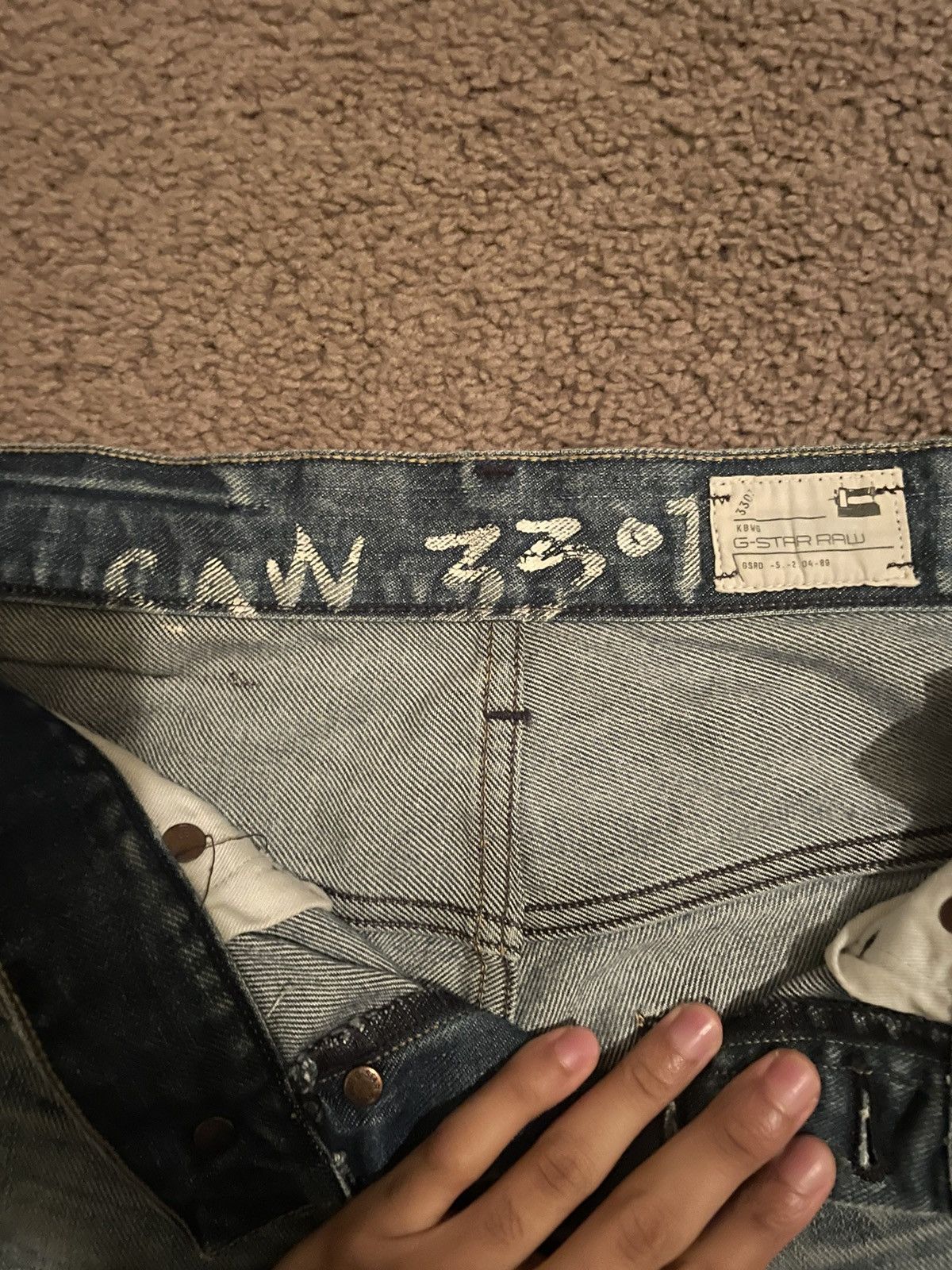 G-Star × Vintage G-Star Raw 3301 Distressed Jeans Size US 28 / EU 44 - 6 Thumbnail