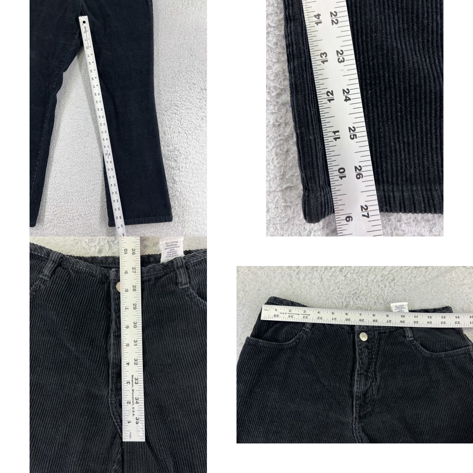 Vintage VINTAGE Eunina Pants Womens 5 Black Corduroy 100% Cotton Flare Bootcut 26x27"} Size 27" / US 4 / IT 40 - 8 Thumbnail