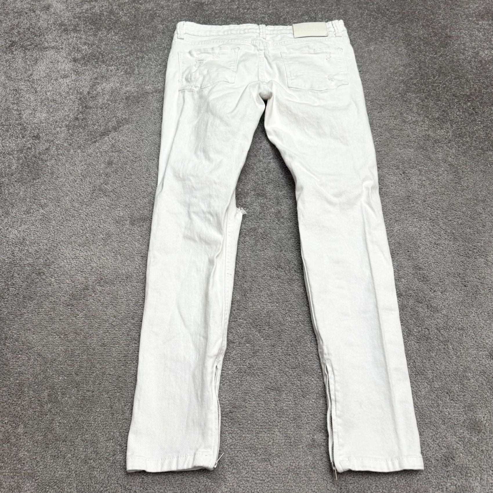 Denime KDNK Jeans Men 32 White Distressed Slim Fit Skinny Denim Cotton Ankle Zip Casual Size US 32 / EU 48 - 2 Thumbnail
