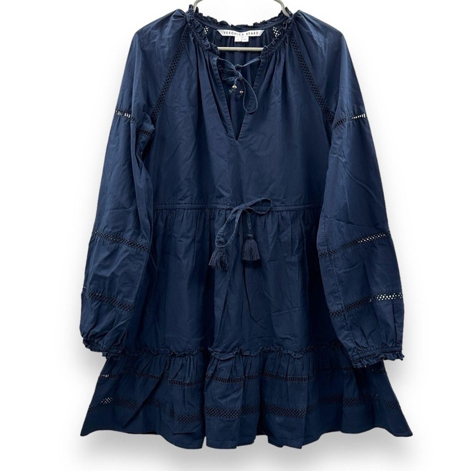 Veronica Beard Danica Navy Blue Long Sleeve Mini Dress