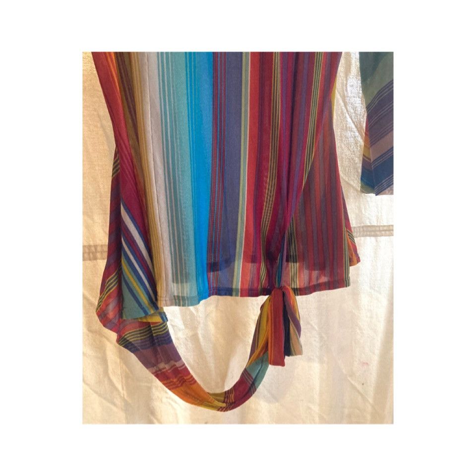 Etro Etro Striped Flared Sleeve Mesh Top w/ Lace Up at Waist Size M / US 6-8 / IT 42-44 - 5 Thumbnail