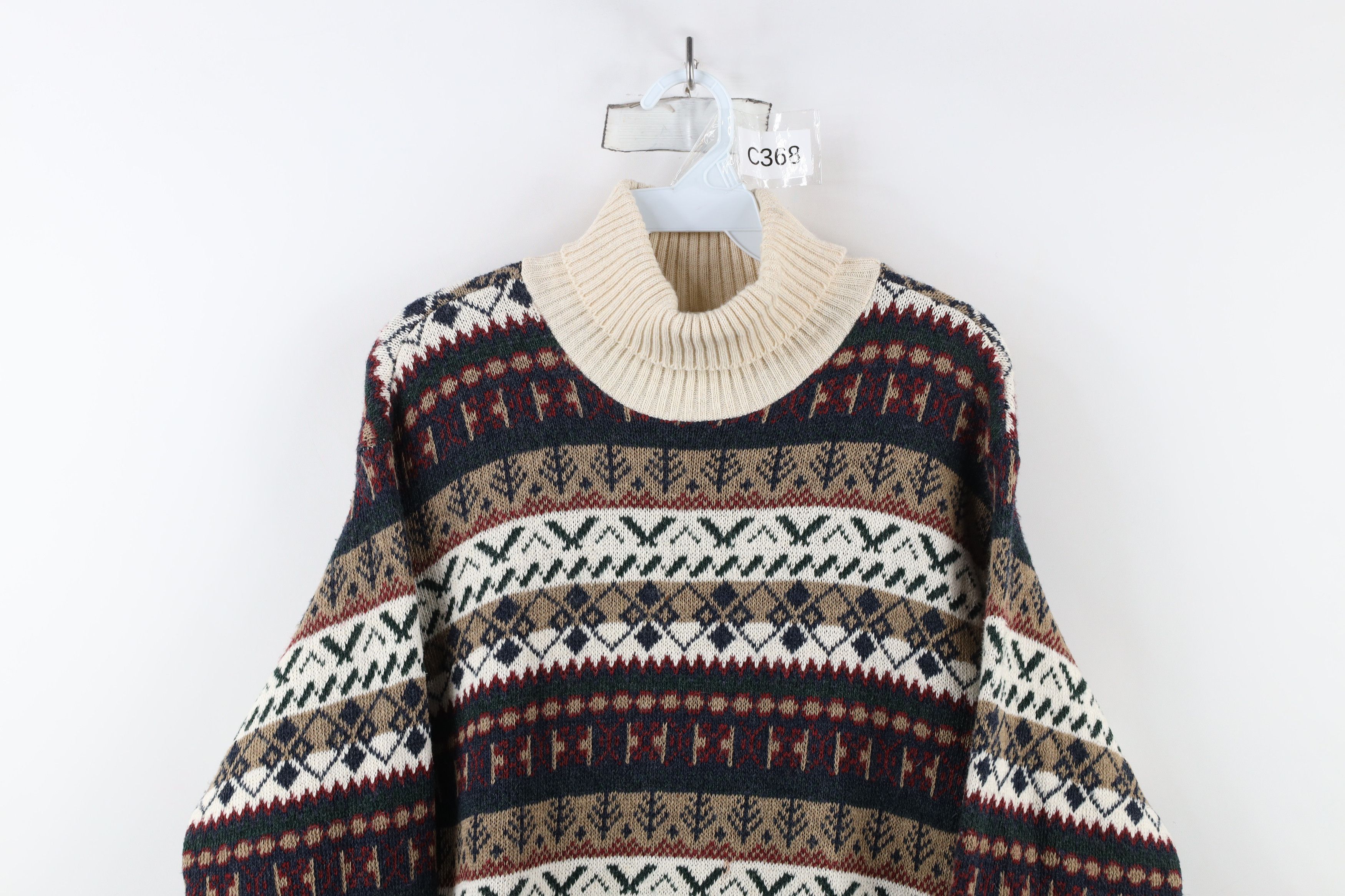 Vintage Vintage 90s Streetwear Fair Isle Turtleneck Tunic Sweater Size M / US 6-8 / IT 42-44 - 2 Thumbnail