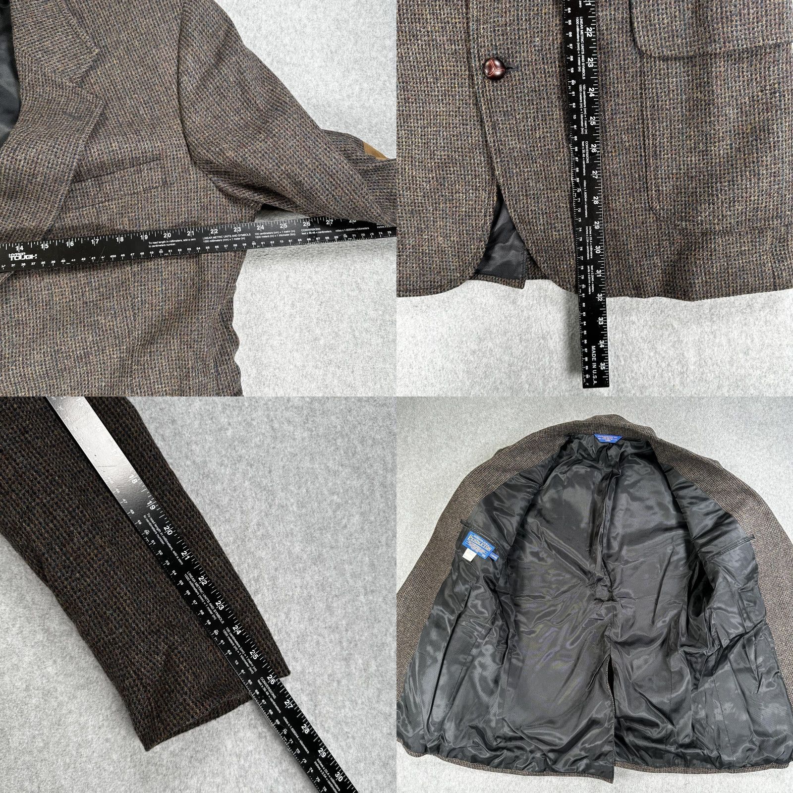 Pendleton Pendleton Sport Coat Mens 44 Long Brown Wool Tweed Check Elbow Patch Two-Button Notch Front Jacket Coat Blazer Business Casual Size 44R - 9 Thumbnail