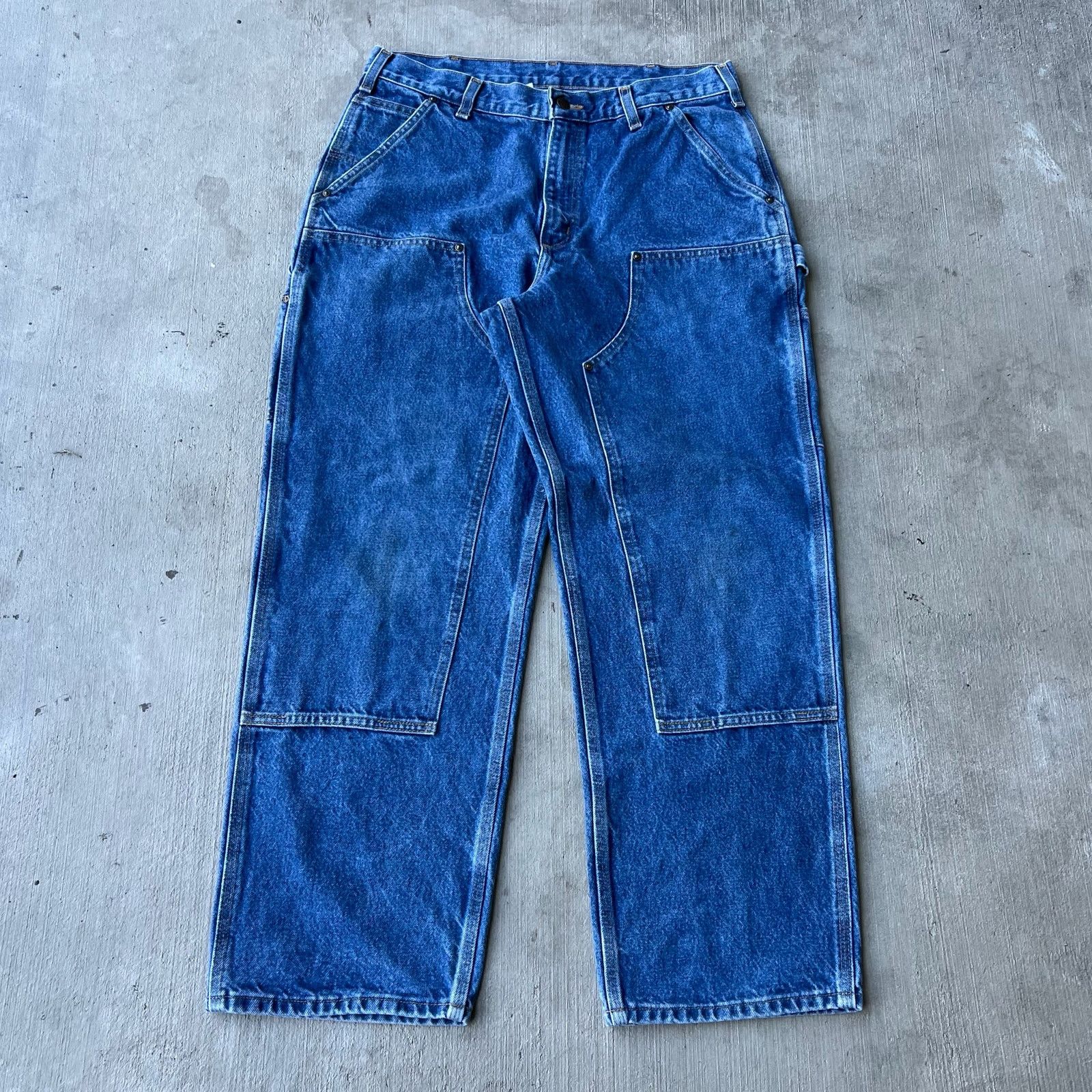 Carhartt × Vintage Carhartt denim blue jean double knee work carpenter pants Size US 33 - 1 Thumbnail