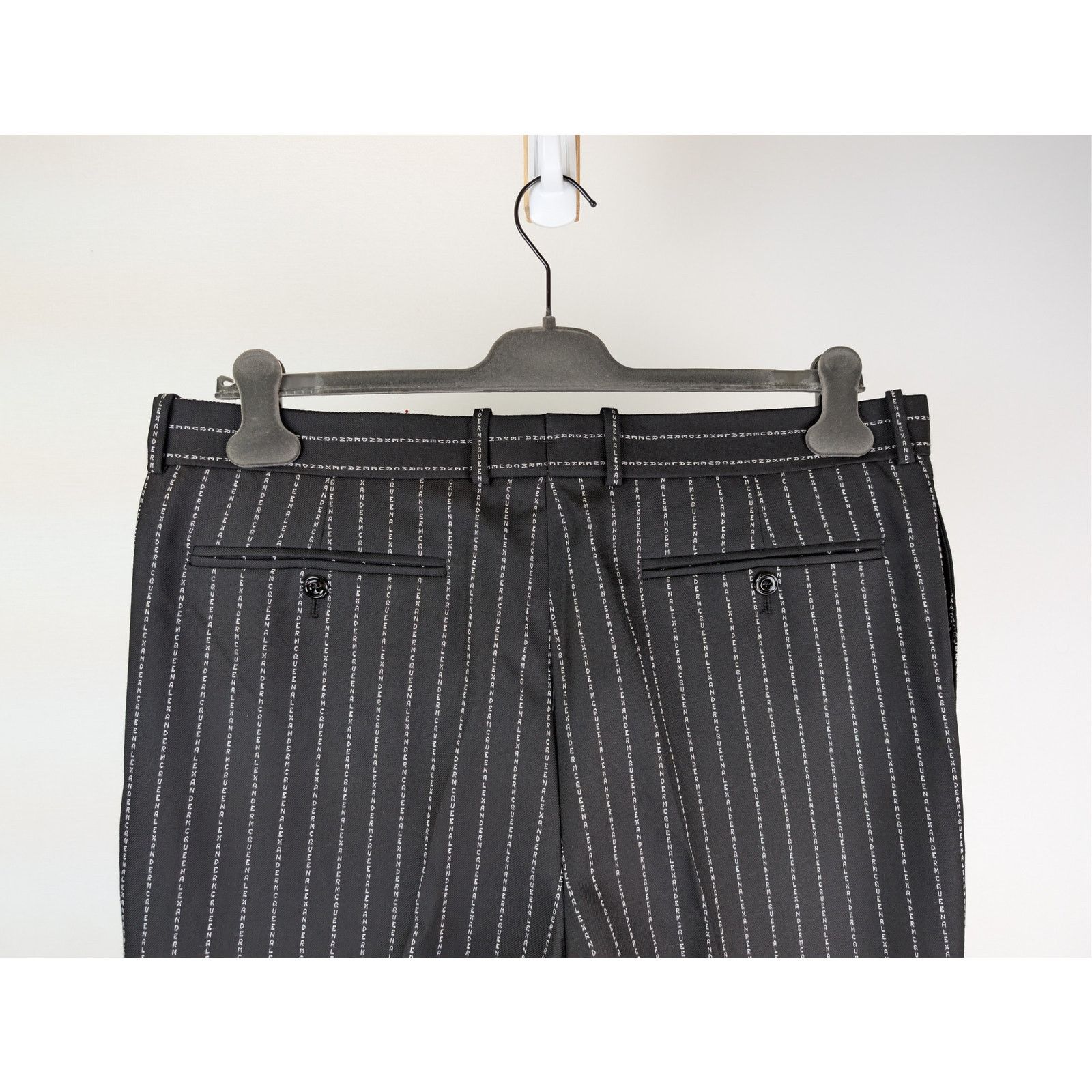 Alexander McQueen o1rshd1 McQueen Lettered Pinstripe Pants in Black/White Size US 40 / EU 56 - 12 Thumbnail