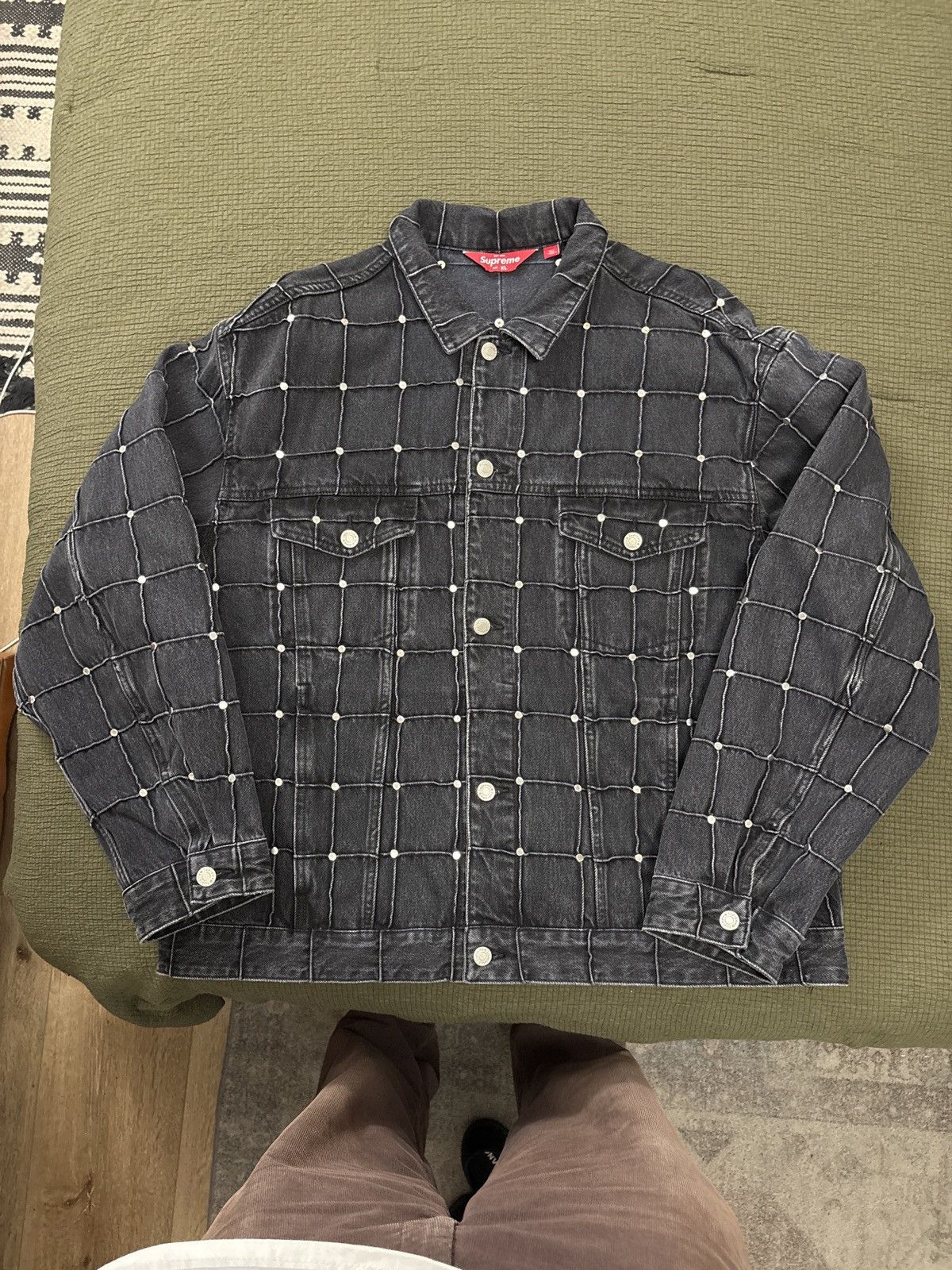 Supreme Supreme 17ss studded denim Trucker jacket black | Grailed