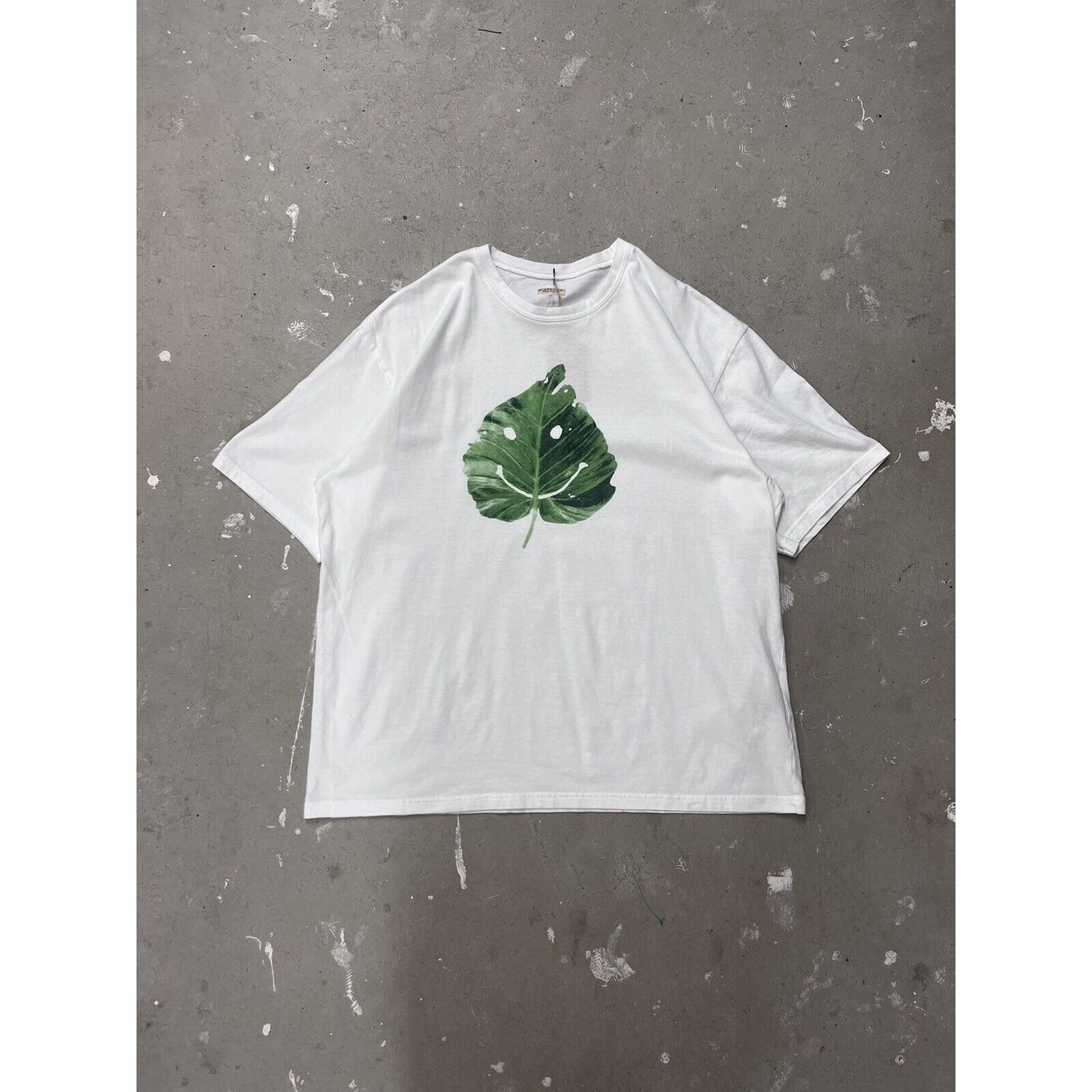 image of Kapital Made In Japan Wasabi Leaf Tee Graphic T Shirt Design in White, Men's (Size XL)