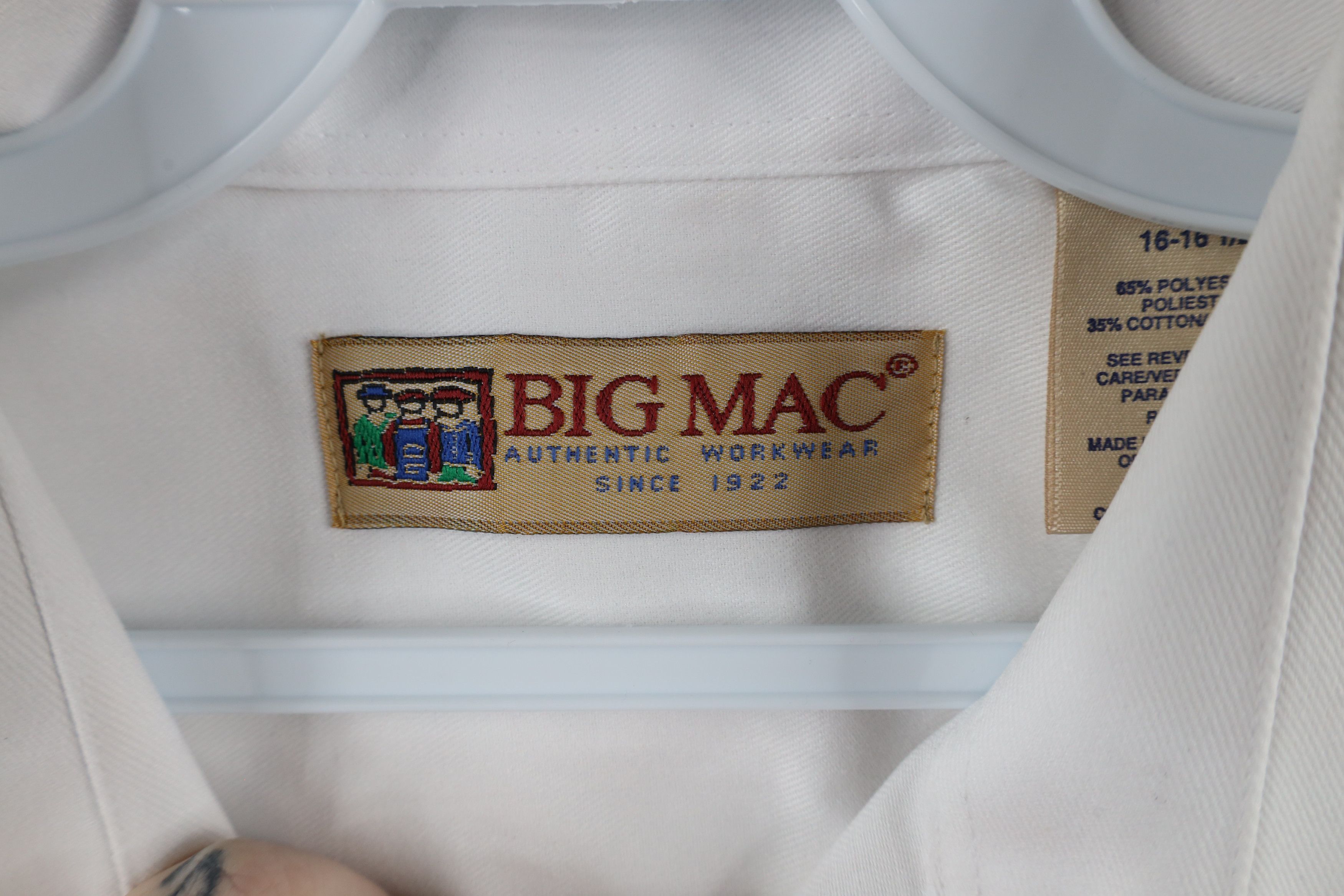 Big Mac × Vintage Vintage 90s Big Mac Blank Collared Work Button Shirt White Size US L / EU 52-54 / 3 - 6 Thumbnail